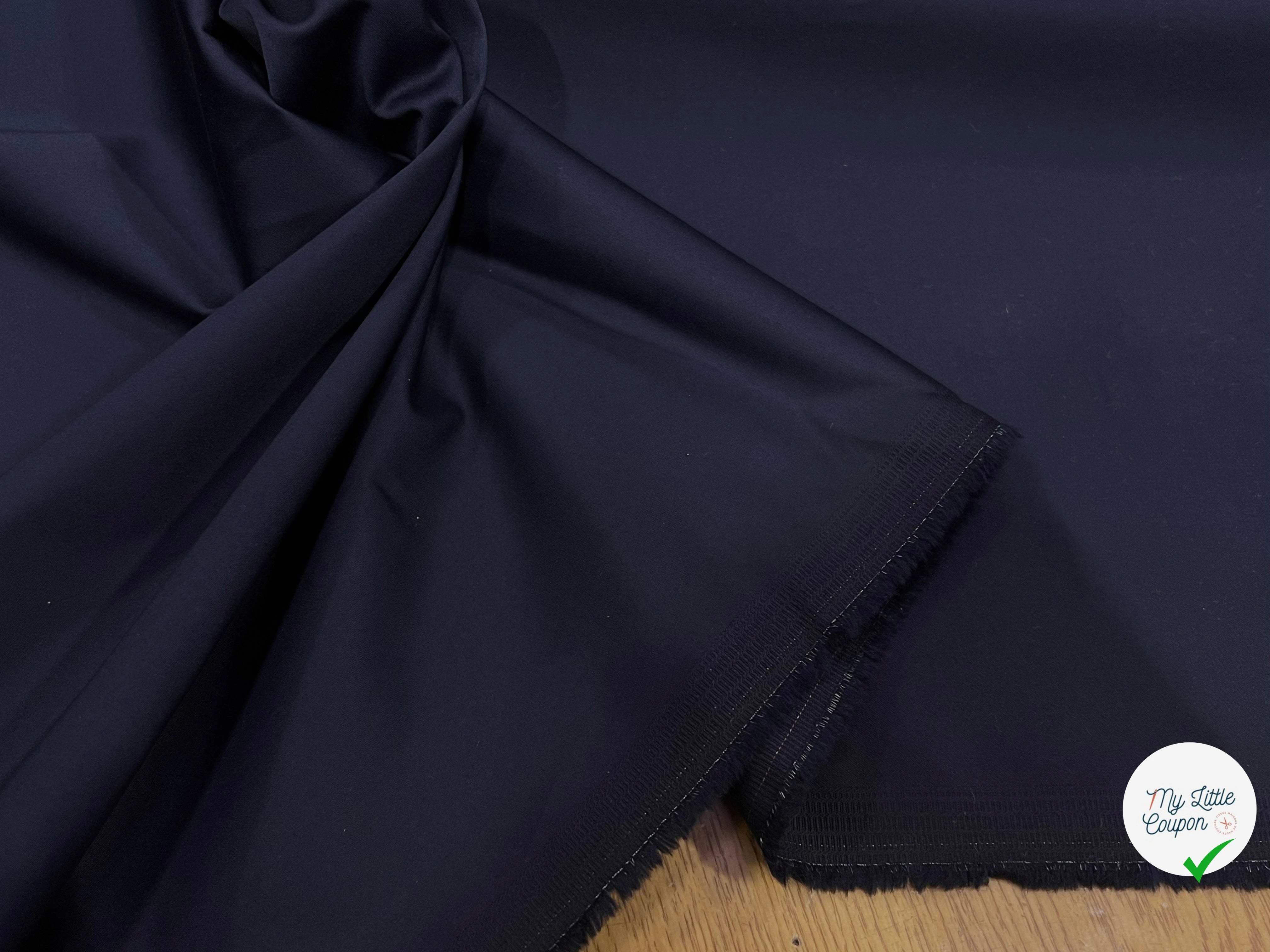 SATIN DE COTON STRETCH NAVY - My Little Coupon