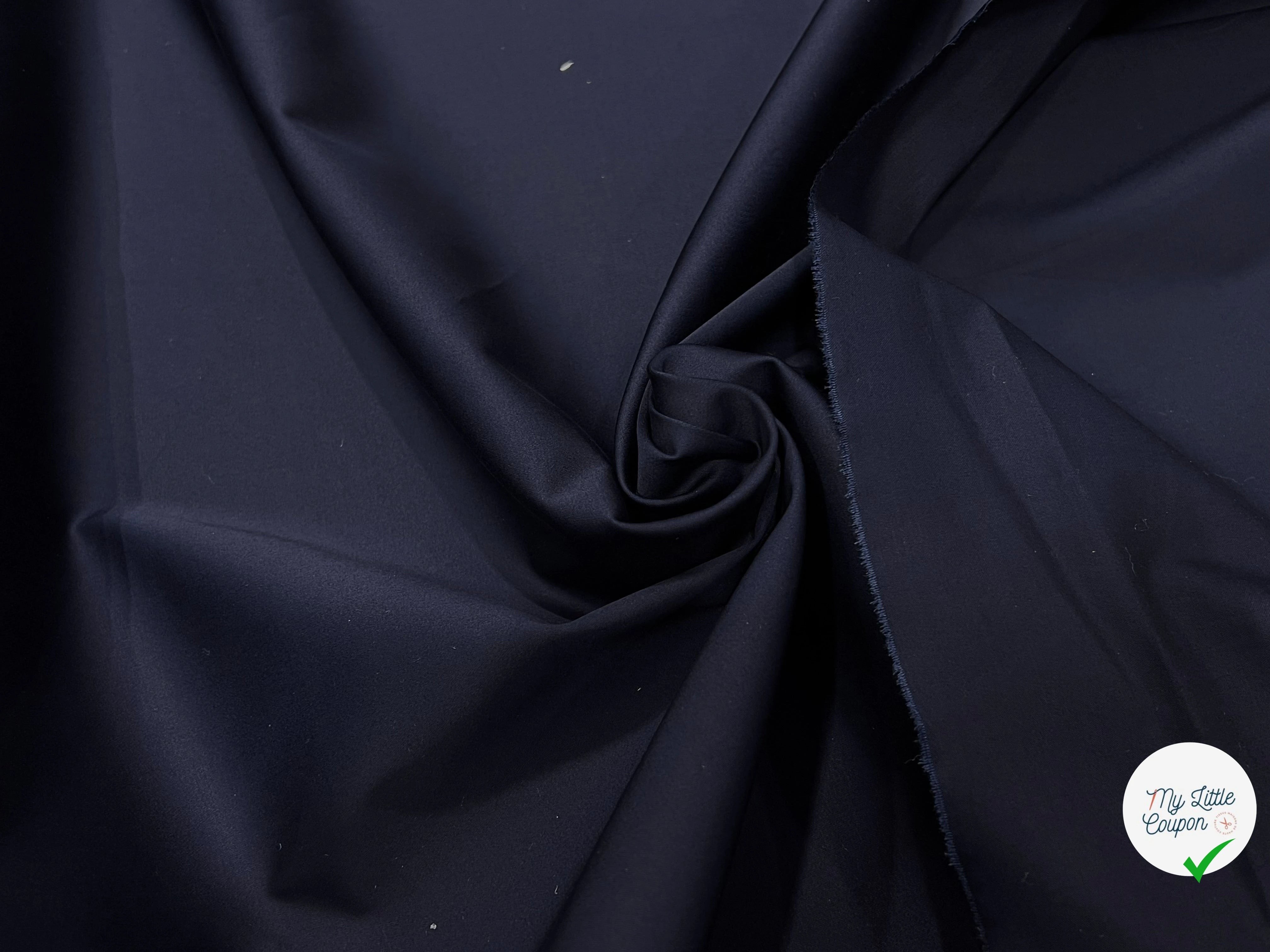 SATIN DE COTON STRETCH NAVY - My Little Coupon