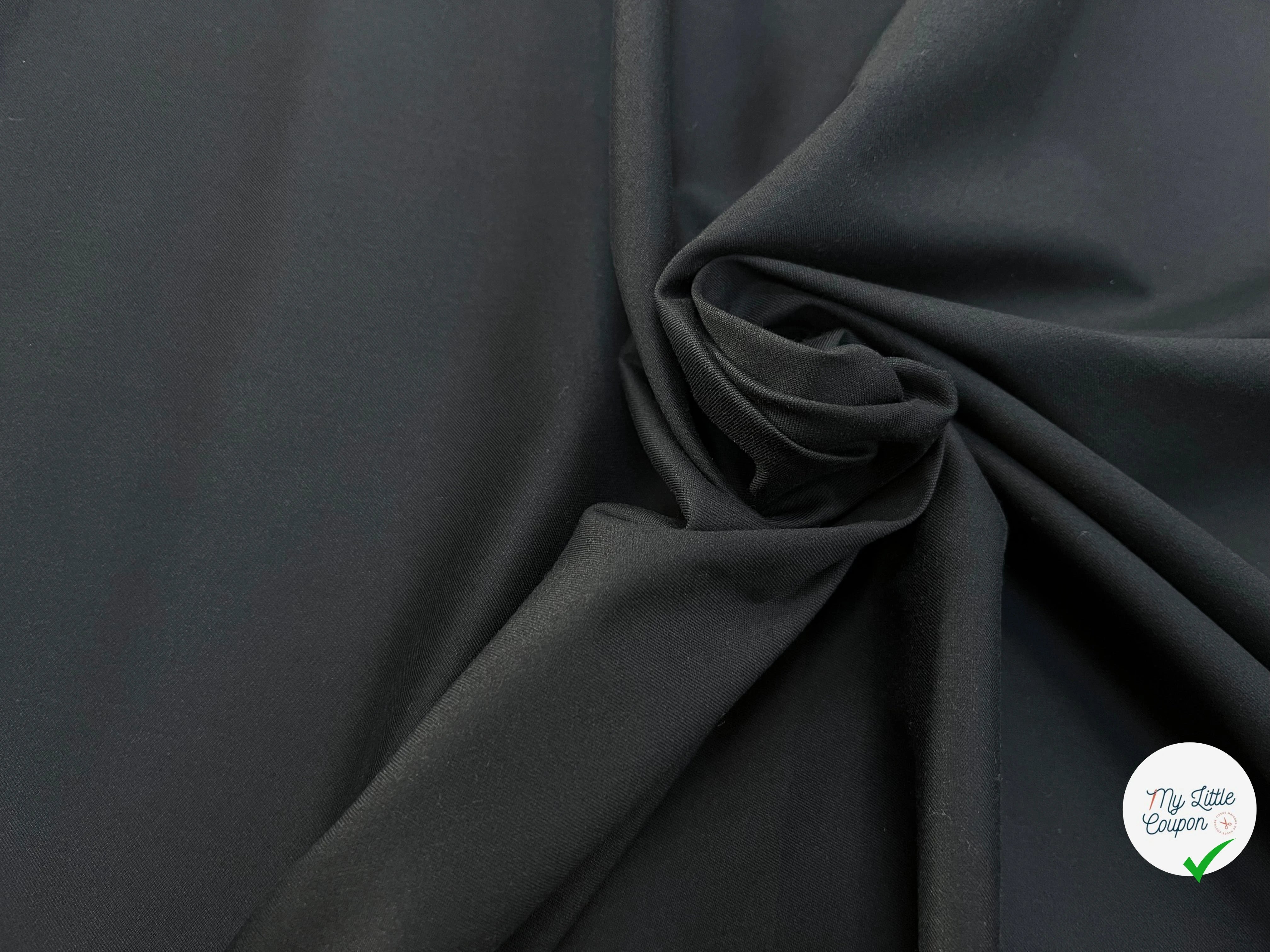 SATIN DE COTON STRETCH NOIR - My Little Coupon