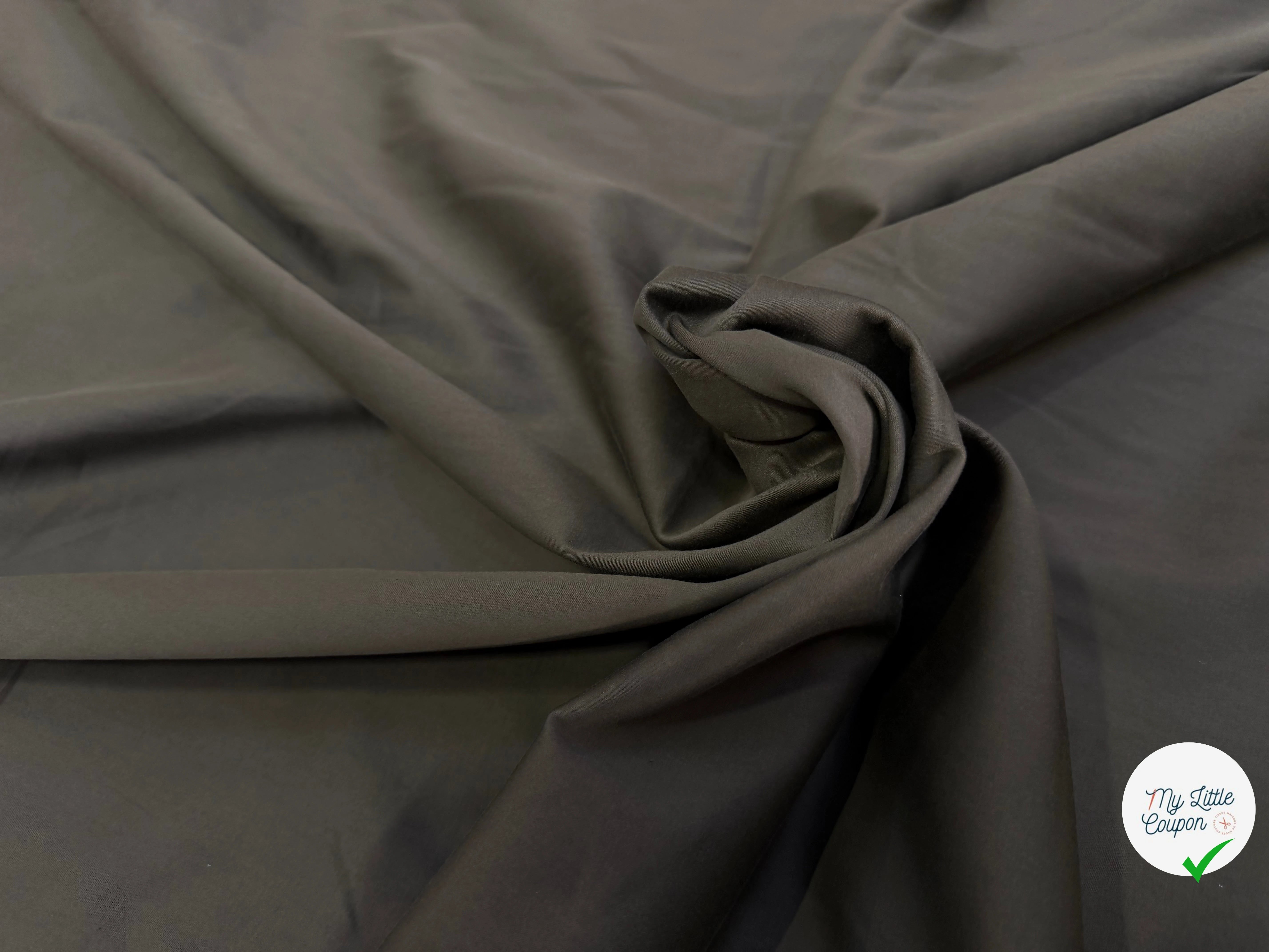 SATIN DE COTON STRETCH QUALITÉ COUTURE KHAKI - My Little Coupon