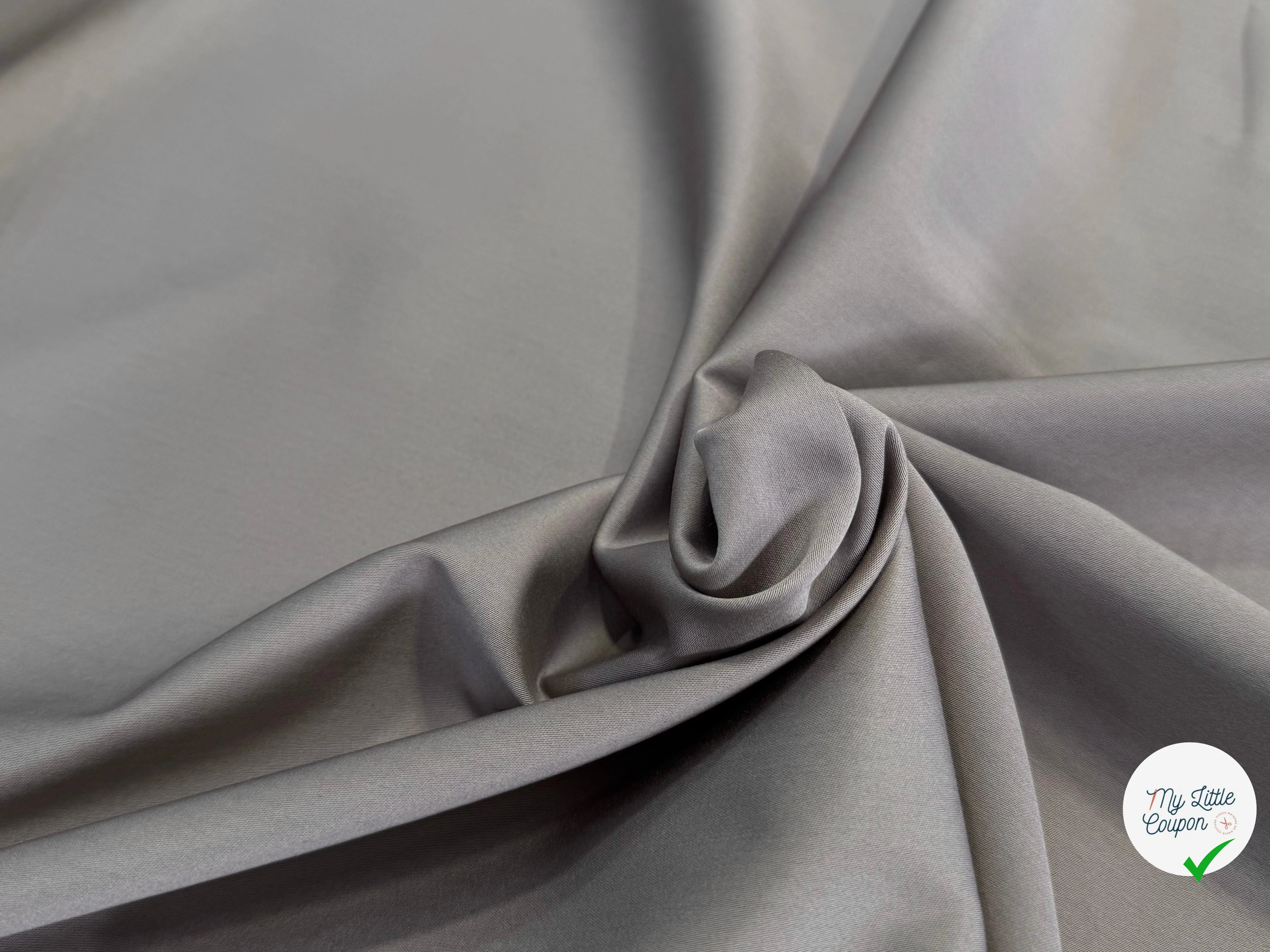 SATIN DE COTON STRETCH SUBLIME GRIS KAKI - My Little Coupon