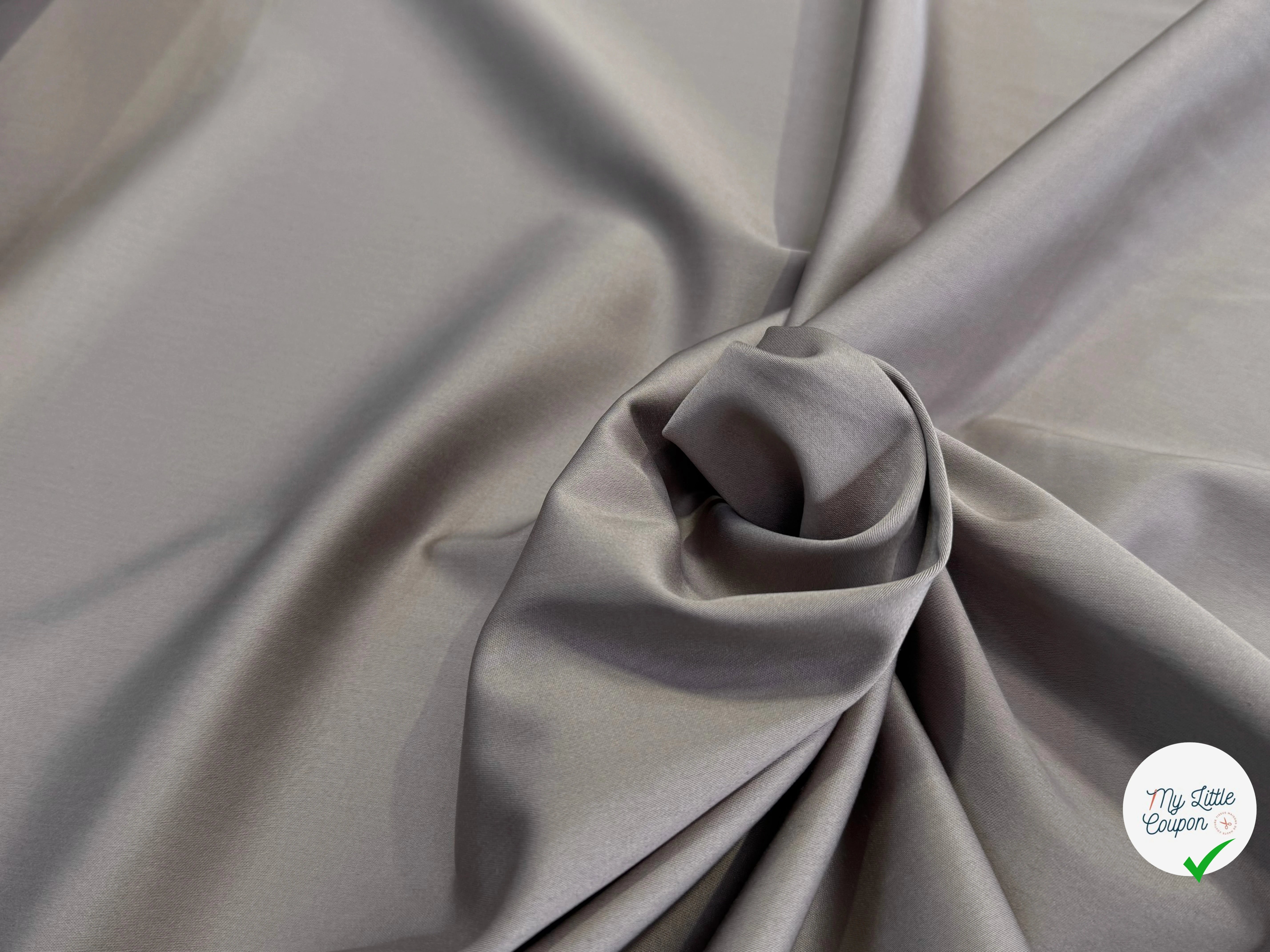 SATIN DE COTON STRETCH SUBLIME GRIS KAKI - My Little Coupon