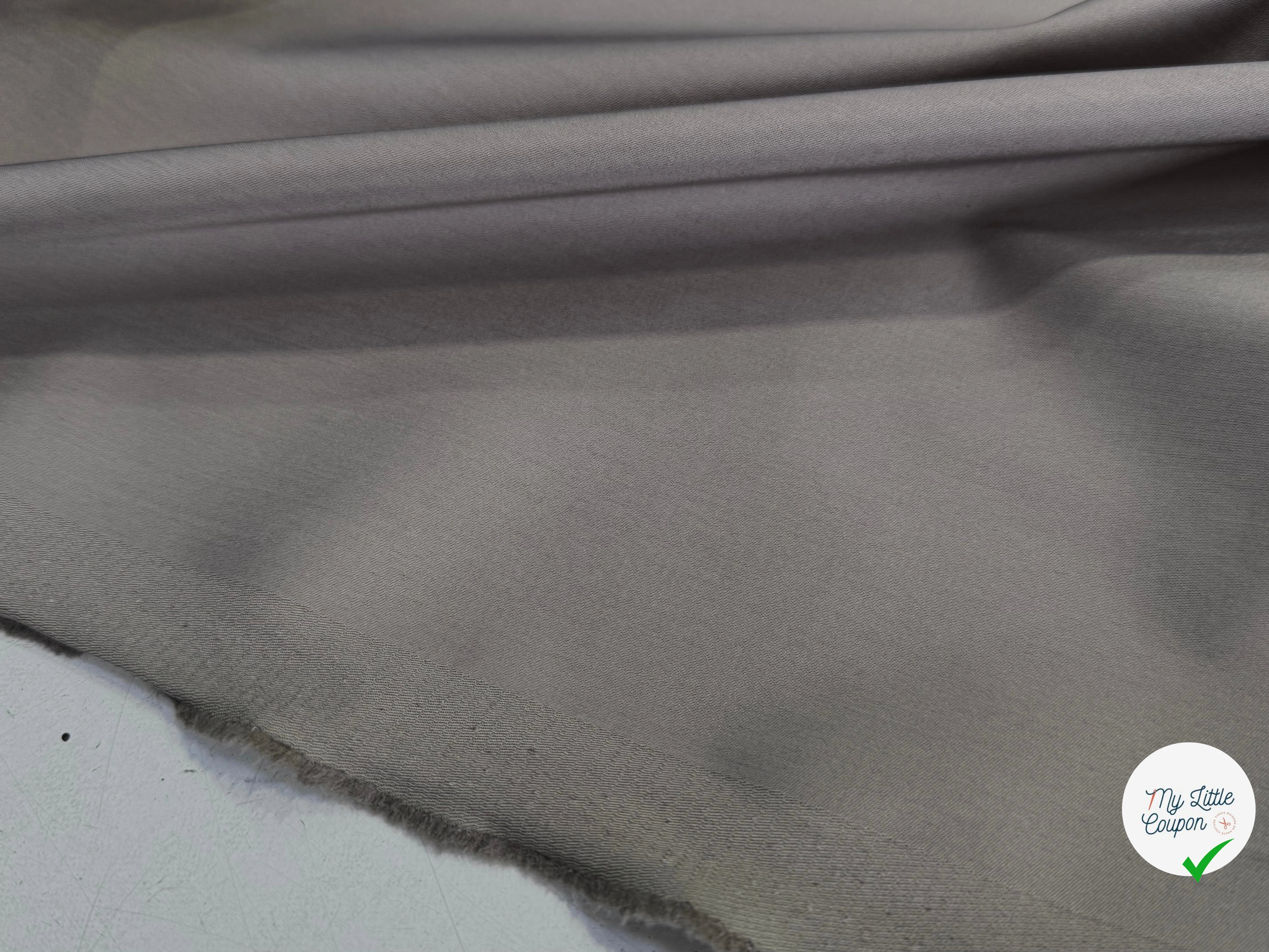 SATIN DE COTON STRETCH SUBLIME GRIS KAKI - My Little Coupon
