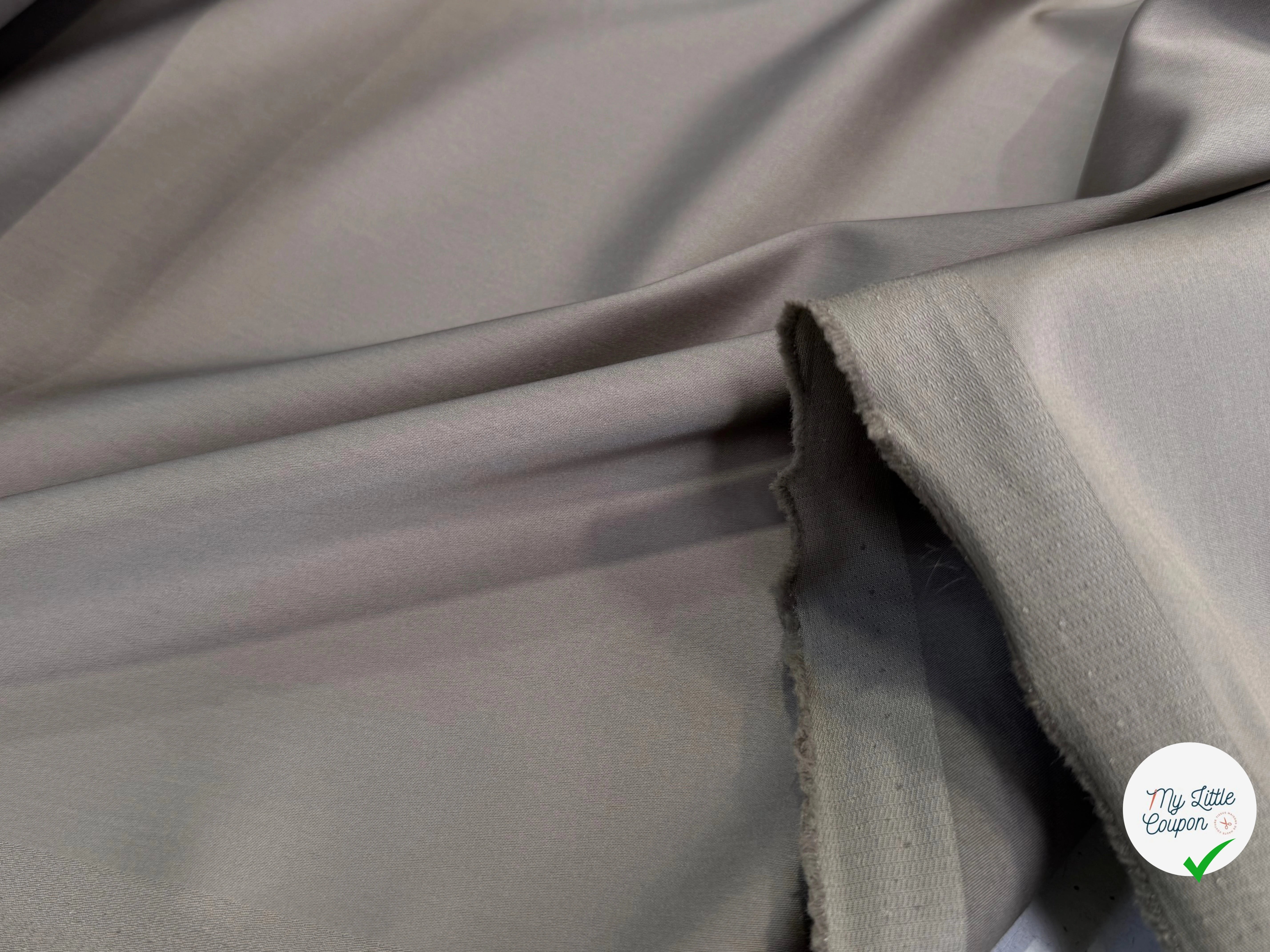 SATIN DE COTON STRETCH SUBLIME GRIS KAKI - My Little Coupon