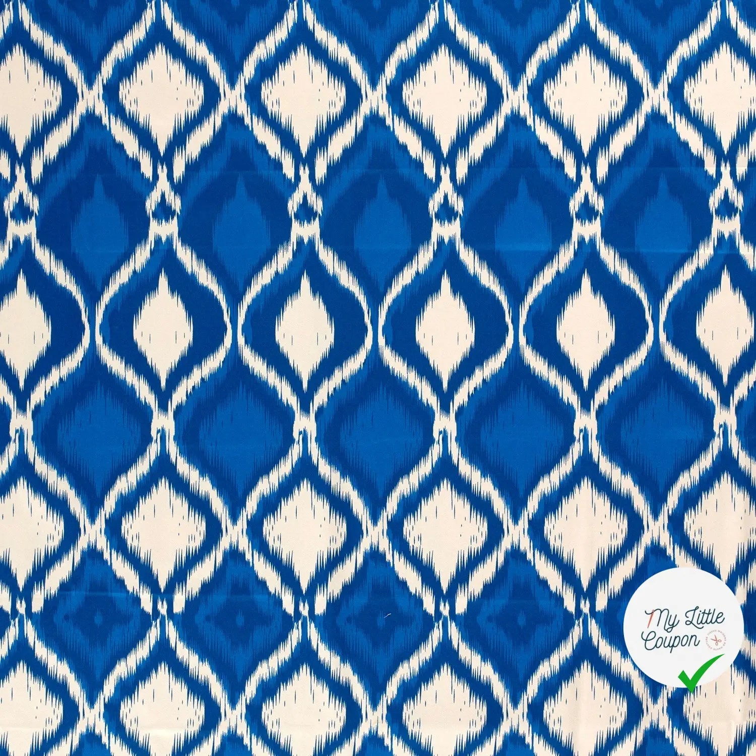SATIN DE COTON TISSU IMPRIMÉ ABSTRAIT COBALT - My Little Coupon