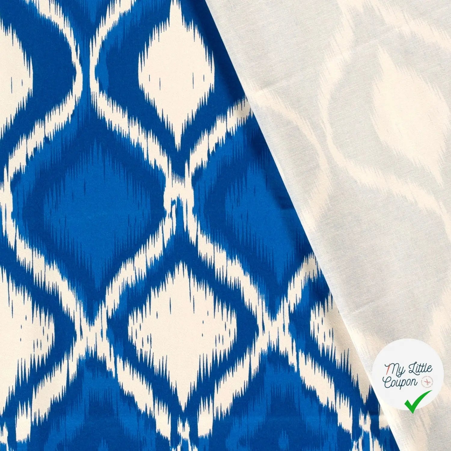 SATIN DE COTON TISSU IMPRIMÉ ABSTRAIT COBALT - My Little Coupon