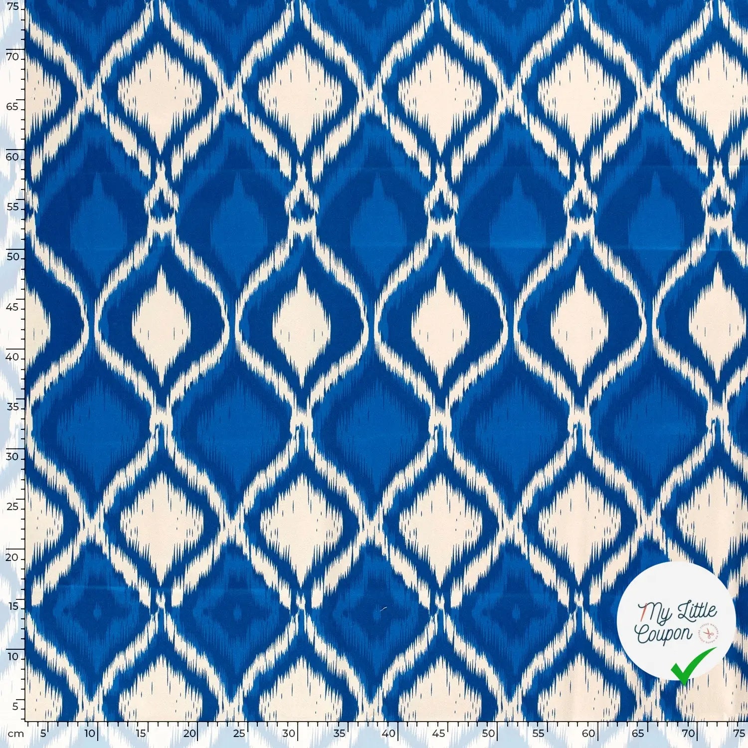 SATIN DE COTON TISSU IMPRIMÉ ABSTRAIT COBALT - My Little Coupon