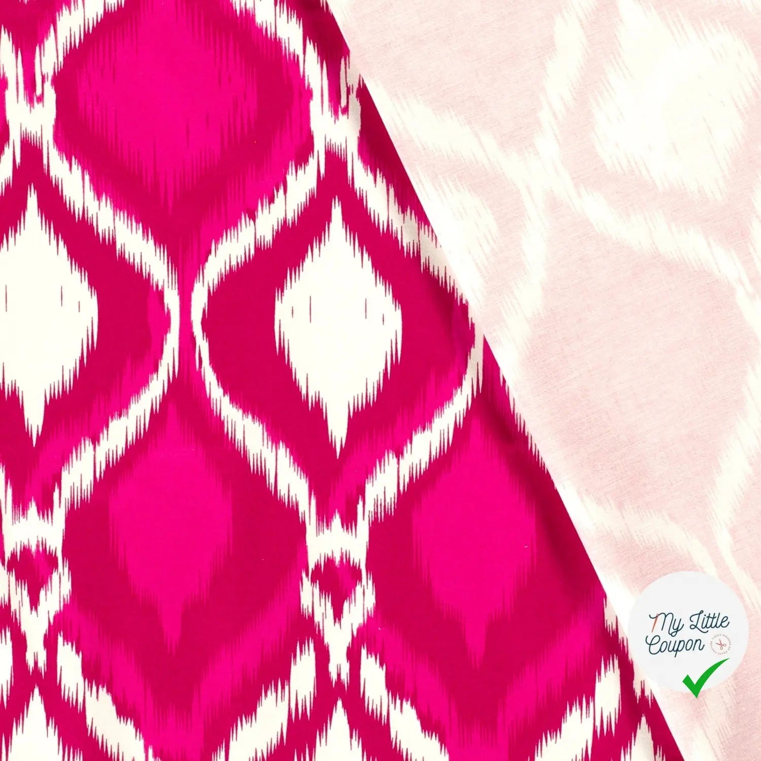 SATIN DE COTON TISSU IMPRIMÉ ABSTRAIT FUCHSIA - My Little Coupon
