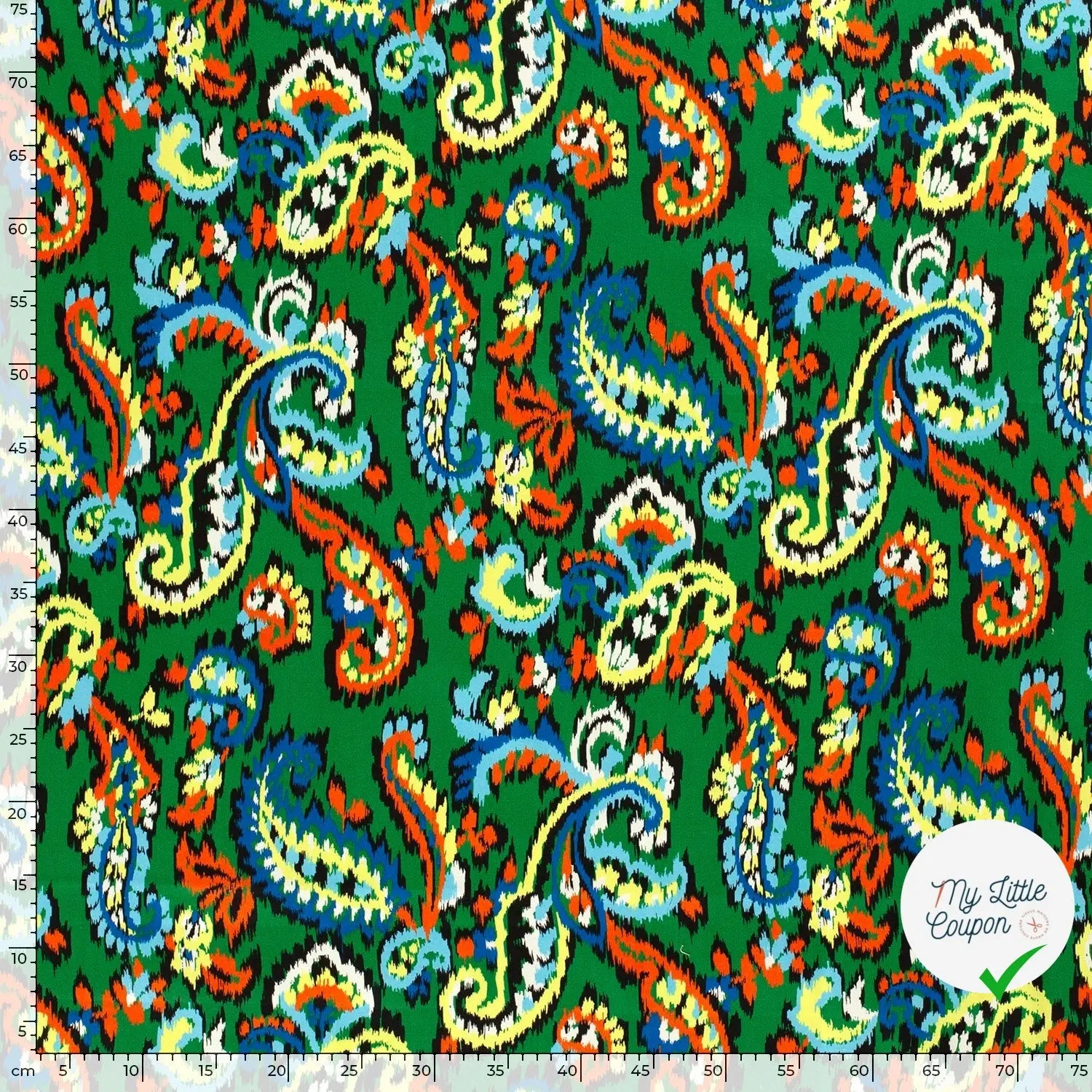 SATIN DE COTON TISSU IMPRIMÉ ABSTRAIT VERT - My Little Coupon