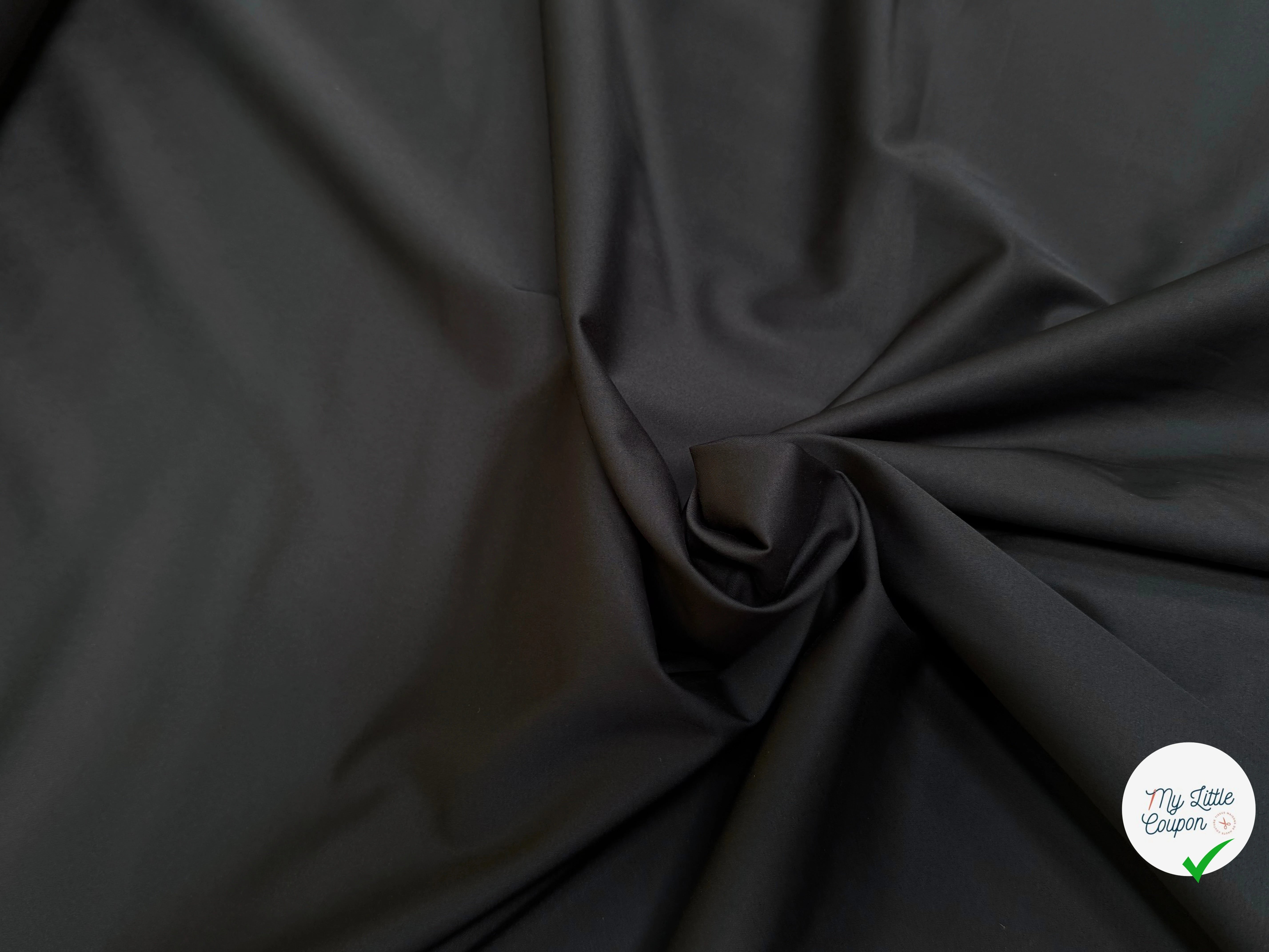 SATIN DE COTON UNI NOIR QUALITÉ COUTURE - My Little Coupon