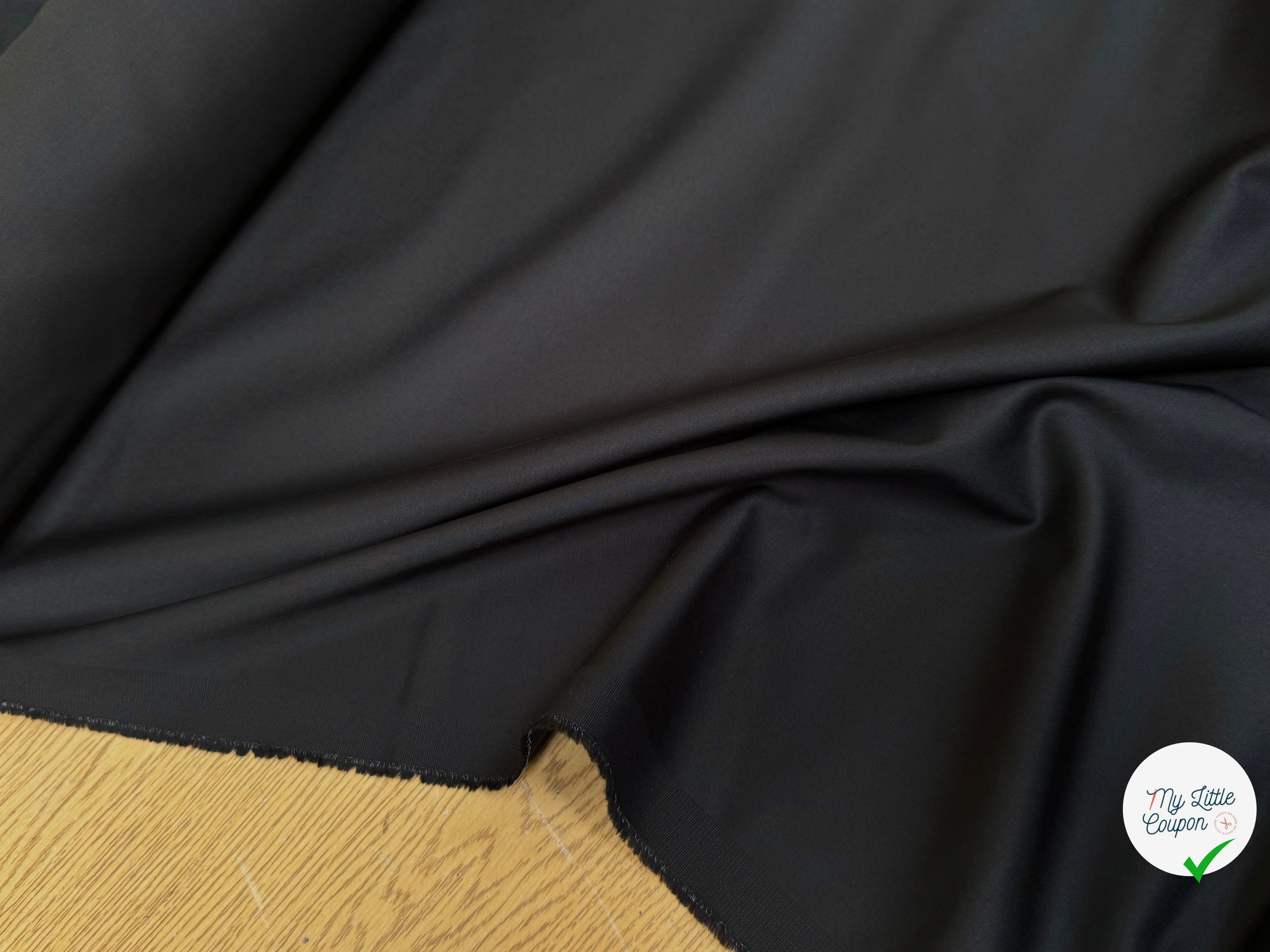 SATIN DE COTON UNI NOIR QUALITÉ COUTURE - My Little Coupon