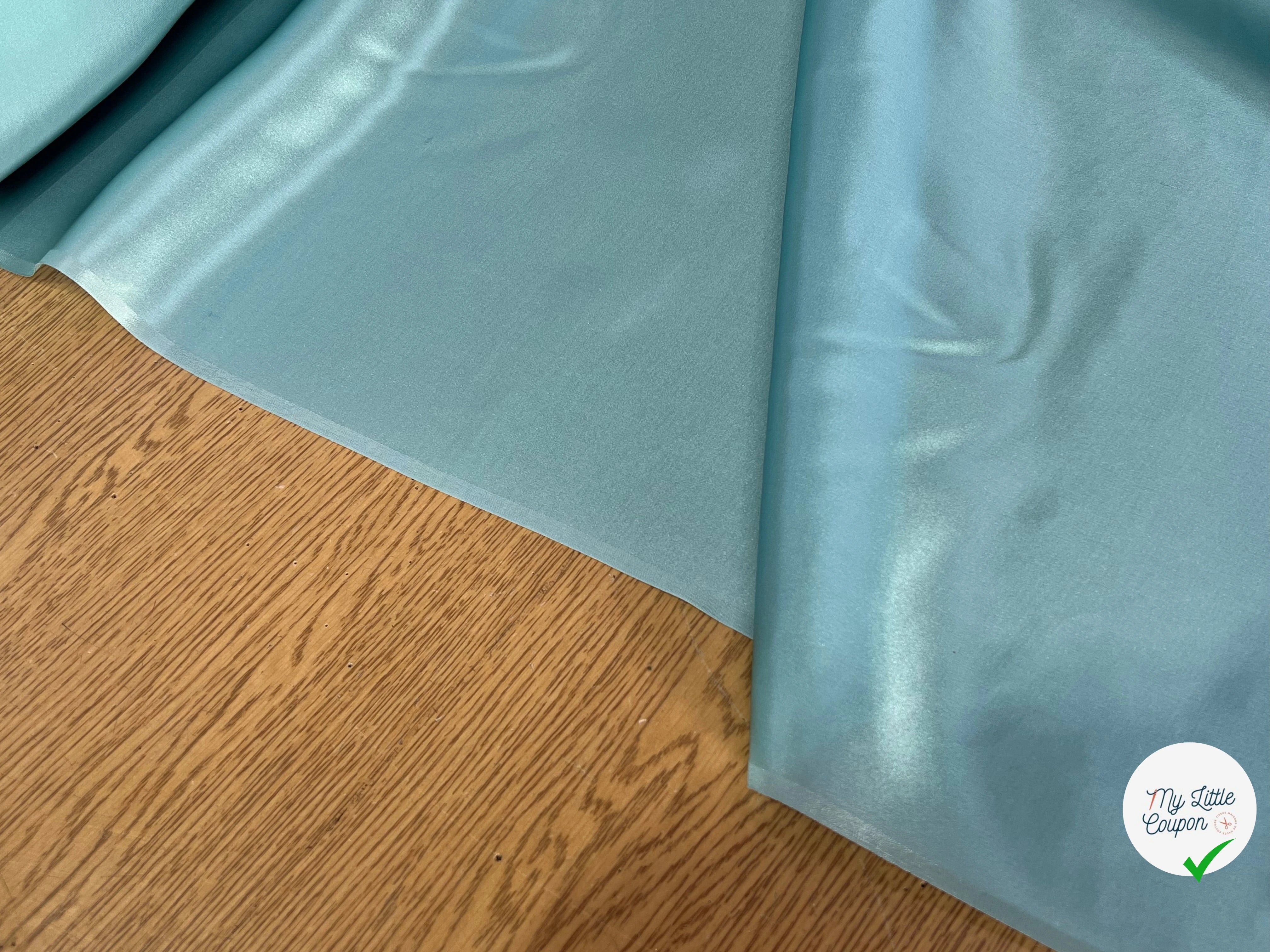 SATIN DE SOIE FLUIDE 100% SOIE BLUE LAGOON (TURQUOISE) - My Little Coupon