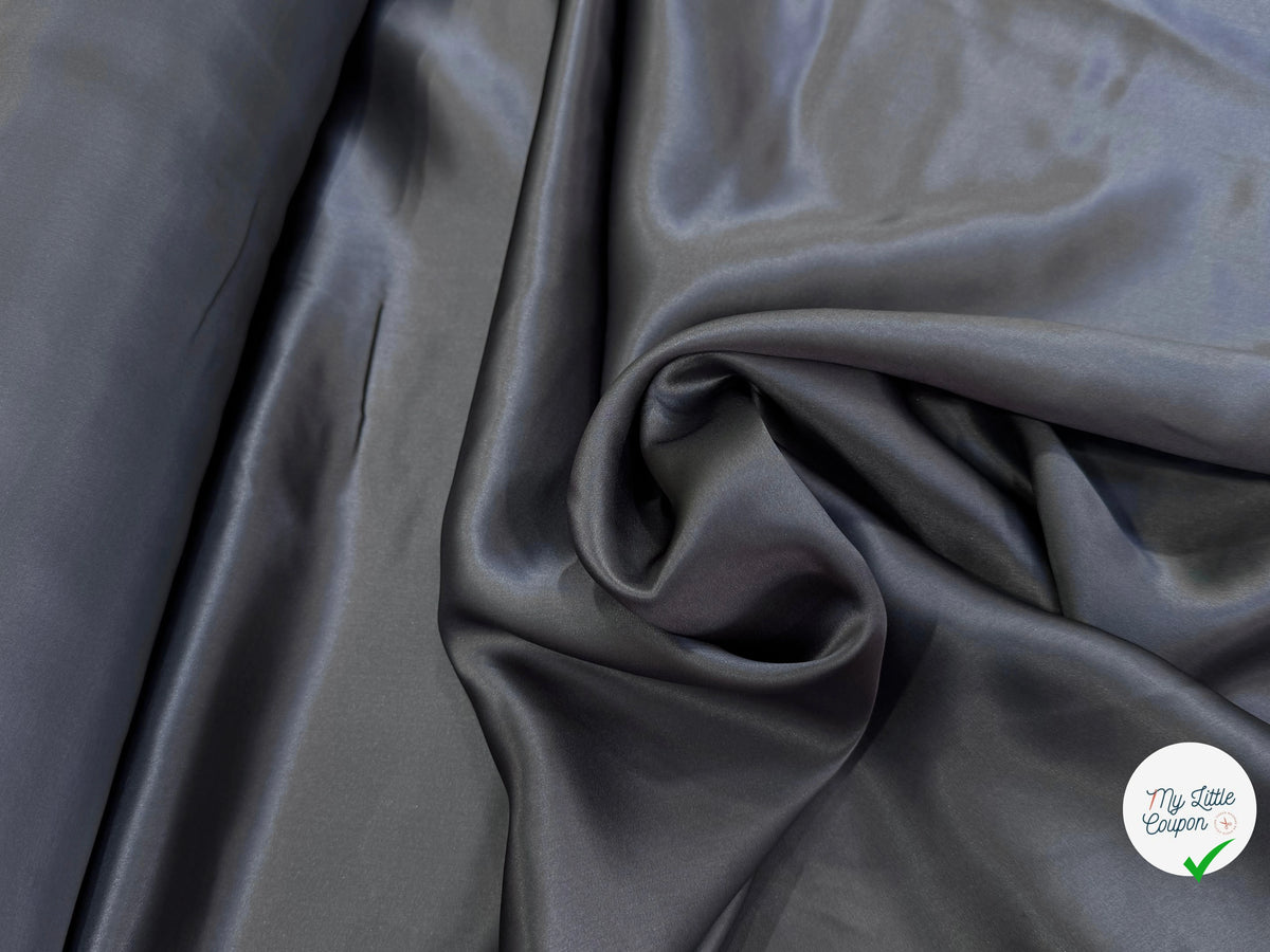 SATIN DE SOIE FLUIDE GRIS ACIER QUALITÉ PREMIUM 100% SOIE - My Little Coupon