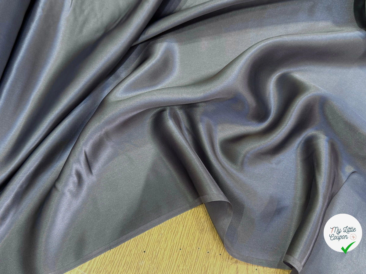 SATIN DE SOIE FLUIDE GRIS ACIER QUALITÉ PREMIUM 100% SOIE - My Little Coupon