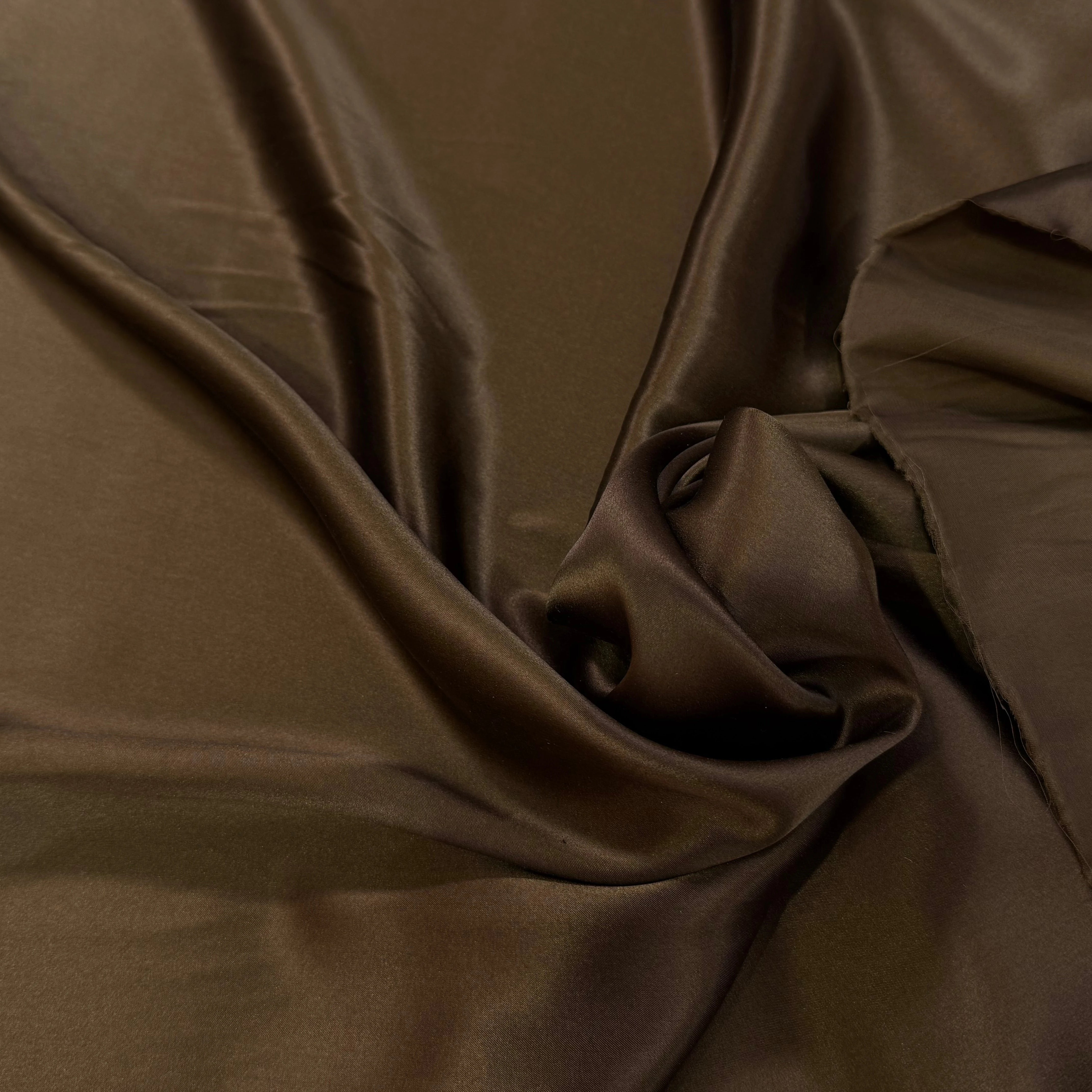 SATIN DE SOIE FLUIDE MARRON CHOCOLAT - My Little Coupon