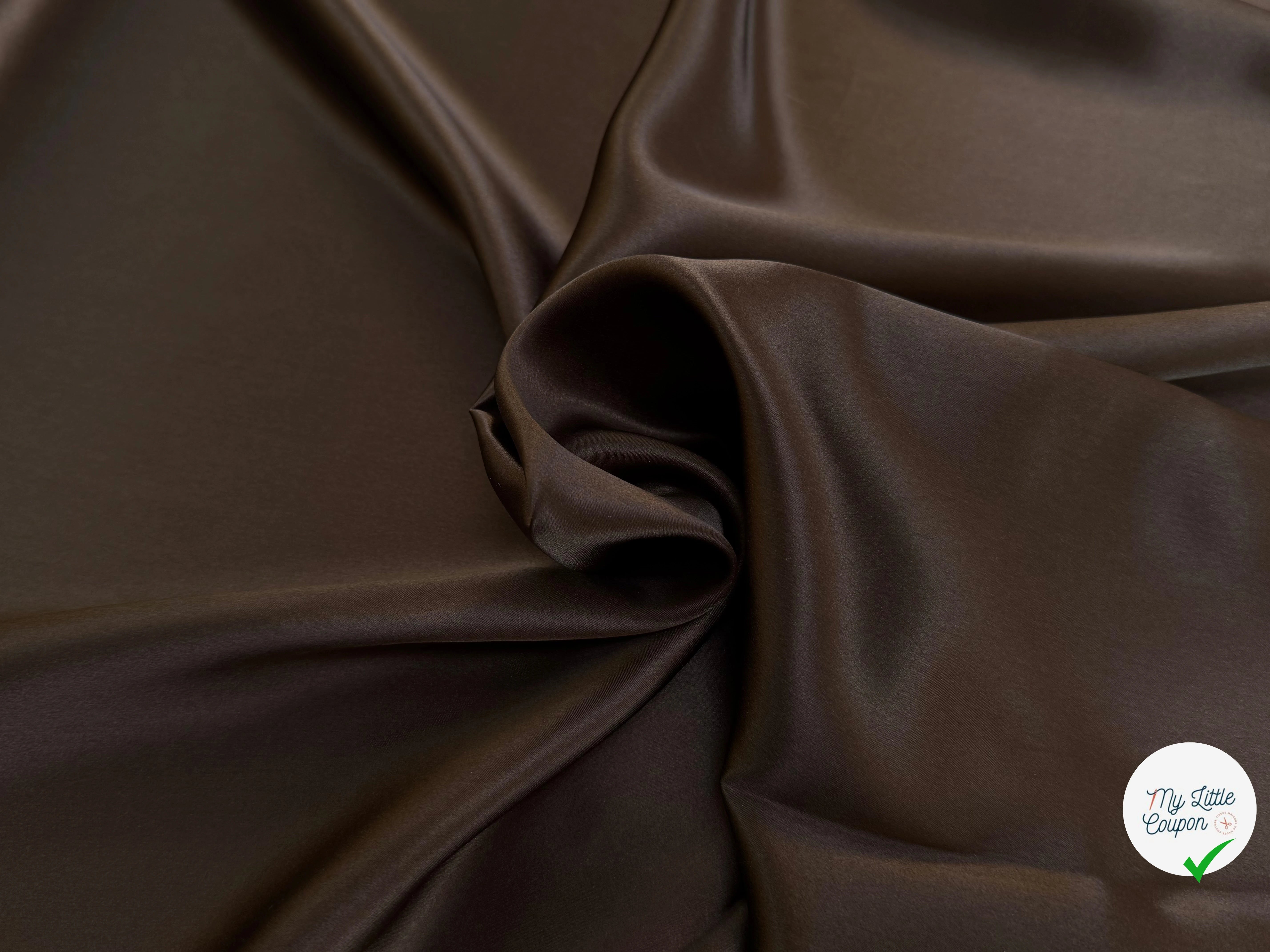 SATIN DE SOIE FLUIDE MARRON FONCÉ 110CM - My Little Coupon
