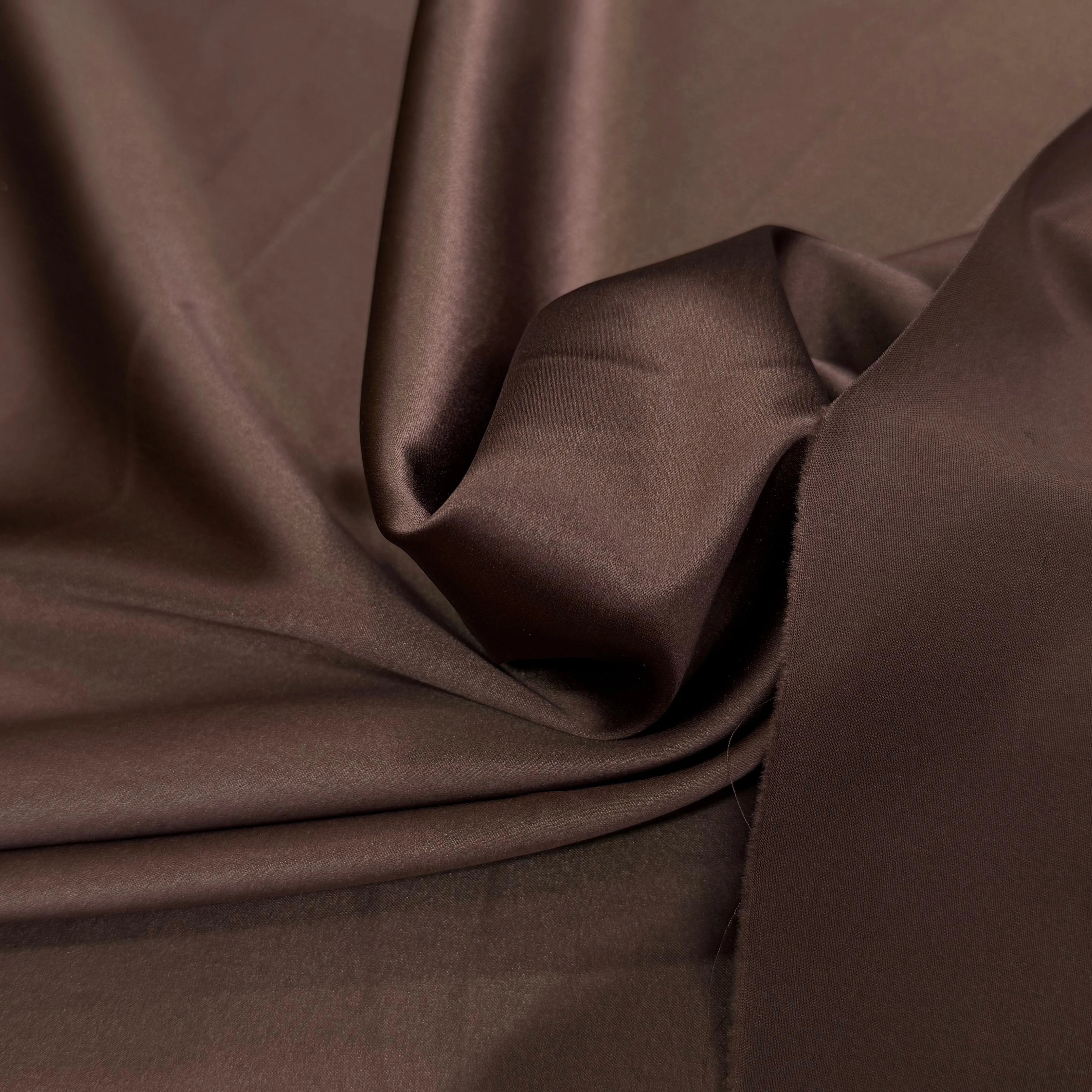 SATIN DE SOIE FLUIDE MARRON ROUX - My Little Coupon