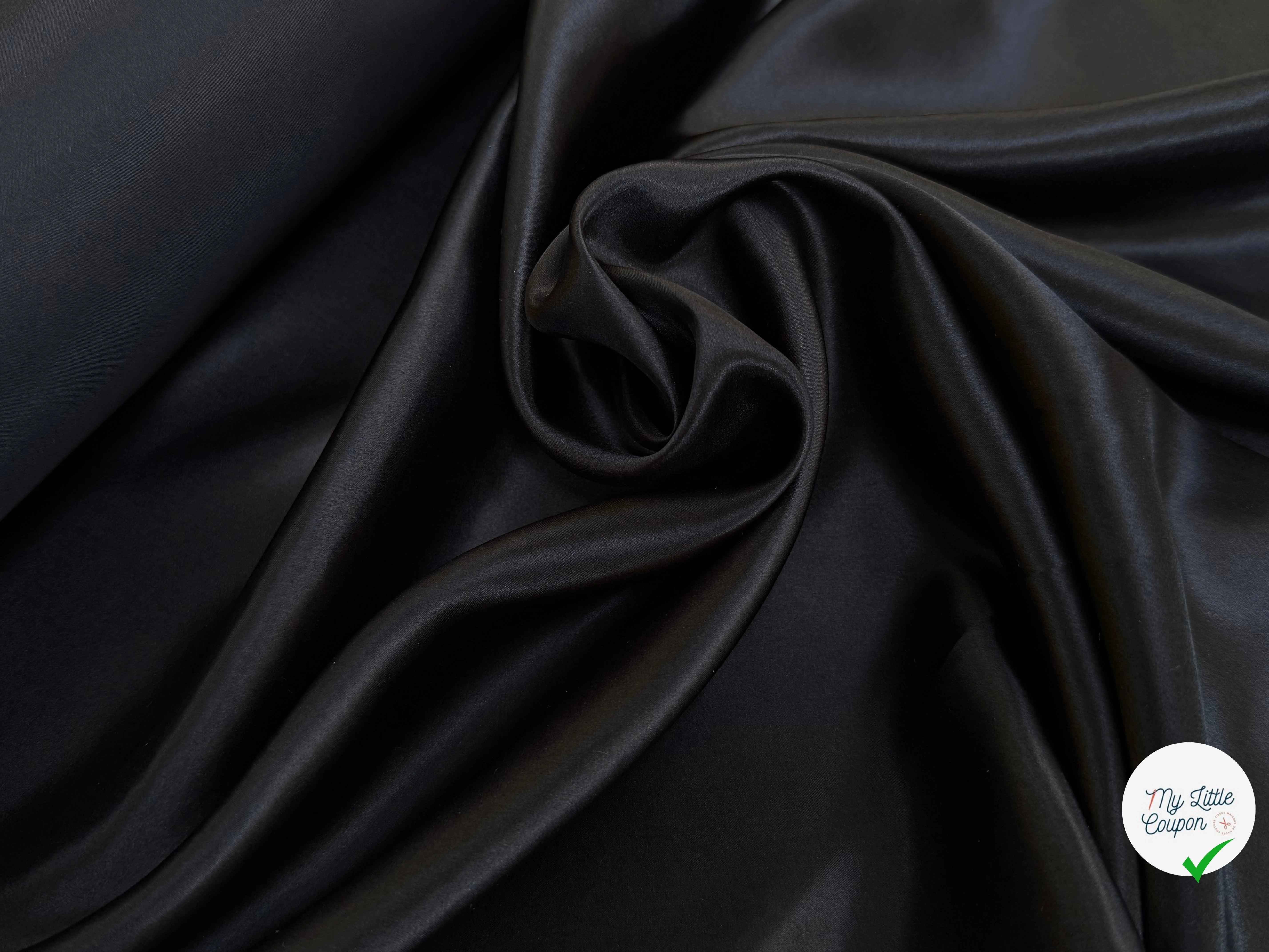 SATIN DE SOIE FLUIDE NOIR 110CM - My Little Coupon