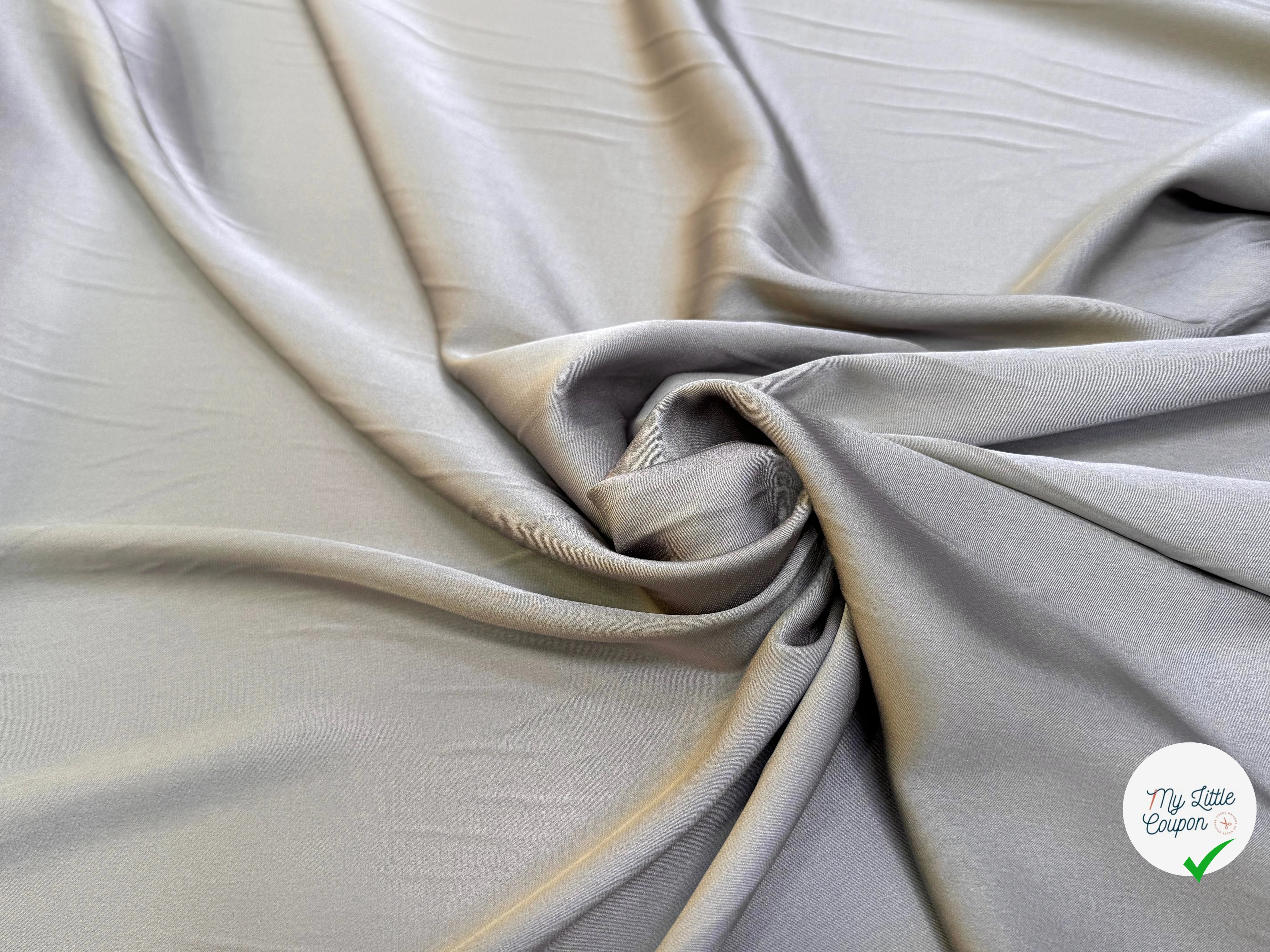 SATIN DE SOIE LOURD STRETCH 22 MOMME GRIS MÉTAL - My Little Coupon