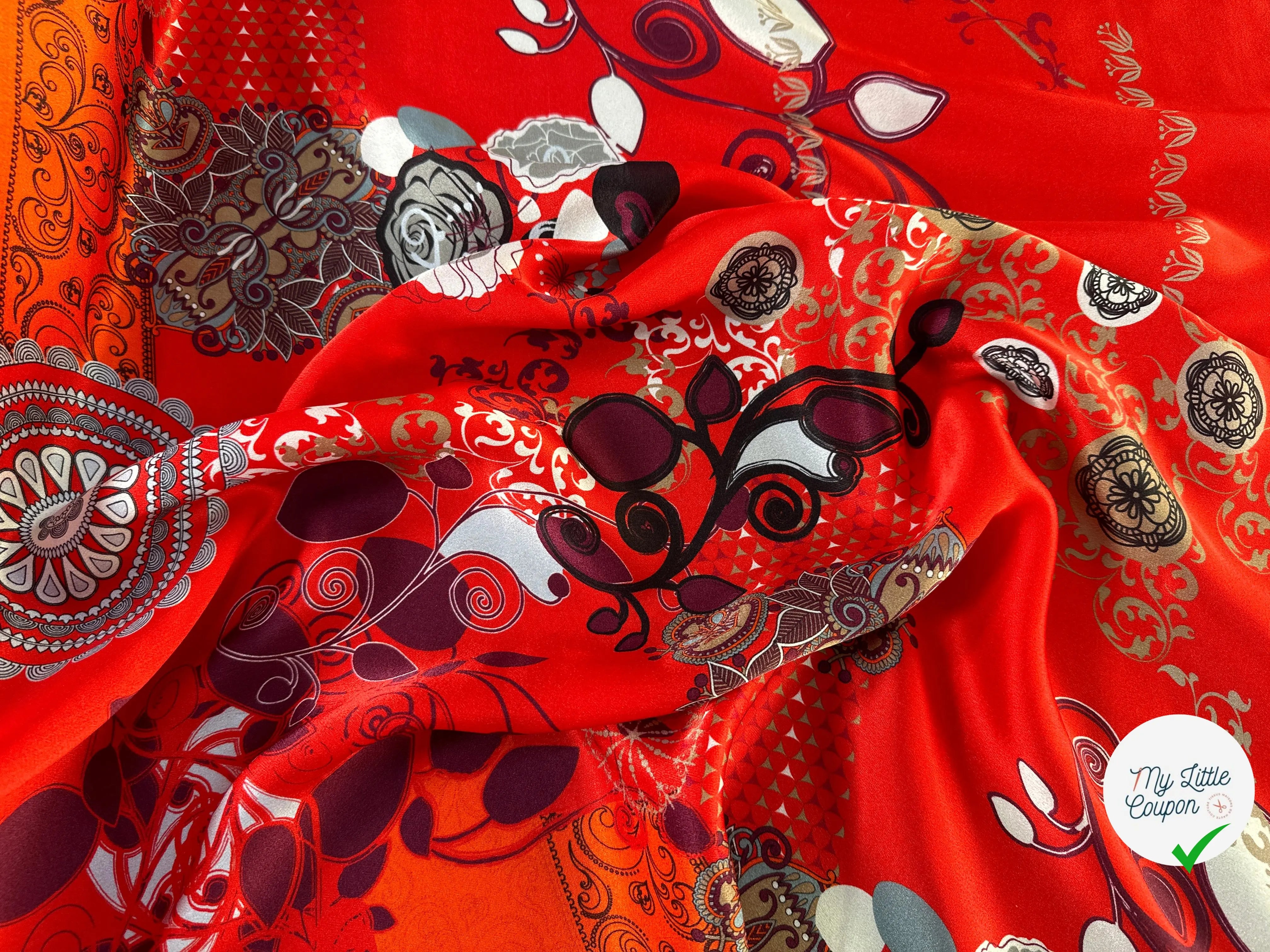 SATIN DE SOIE MOMAMAN ROUGE LÉGÈREMENT ORANGÉ - My Little Coupon