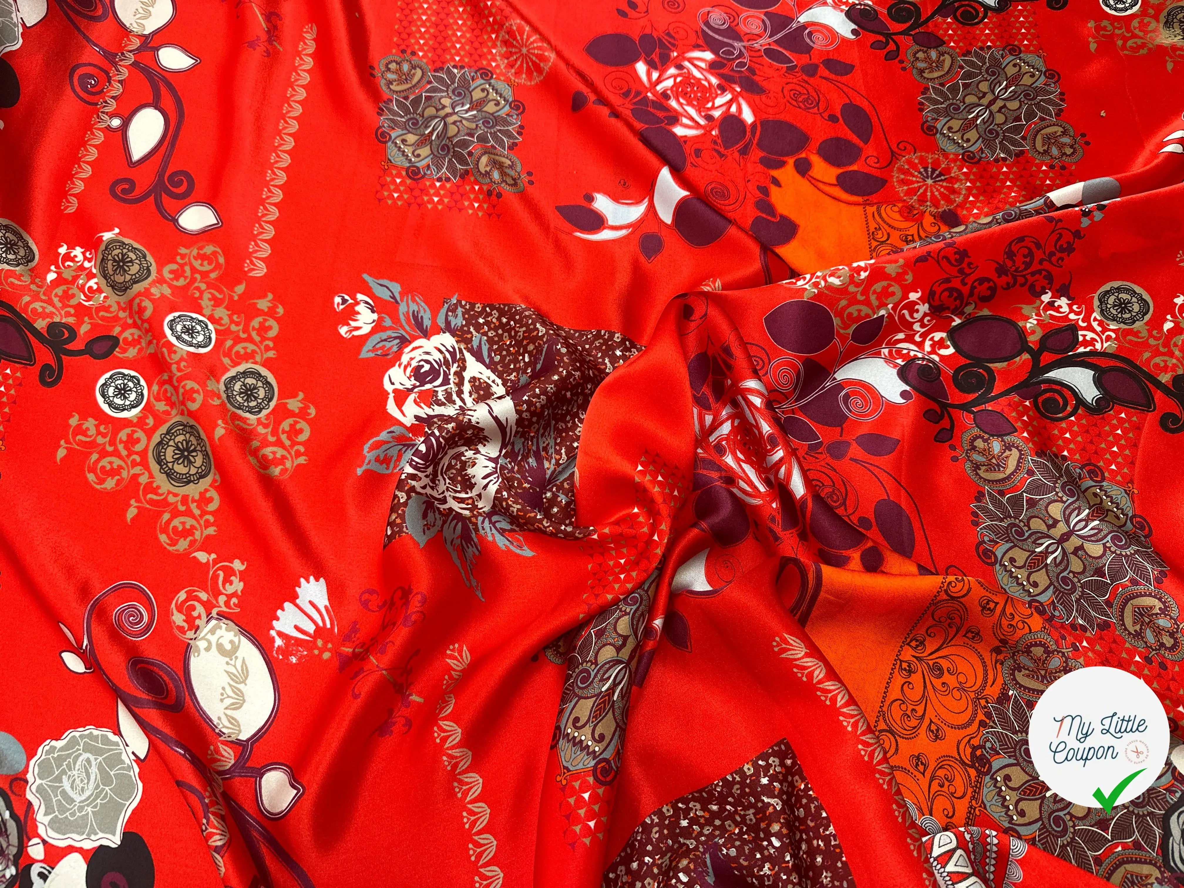 SATIN DE SOIE MOMAMAN ROUGE LÉGÈREMENT ORANGÉ - My Little Coupon