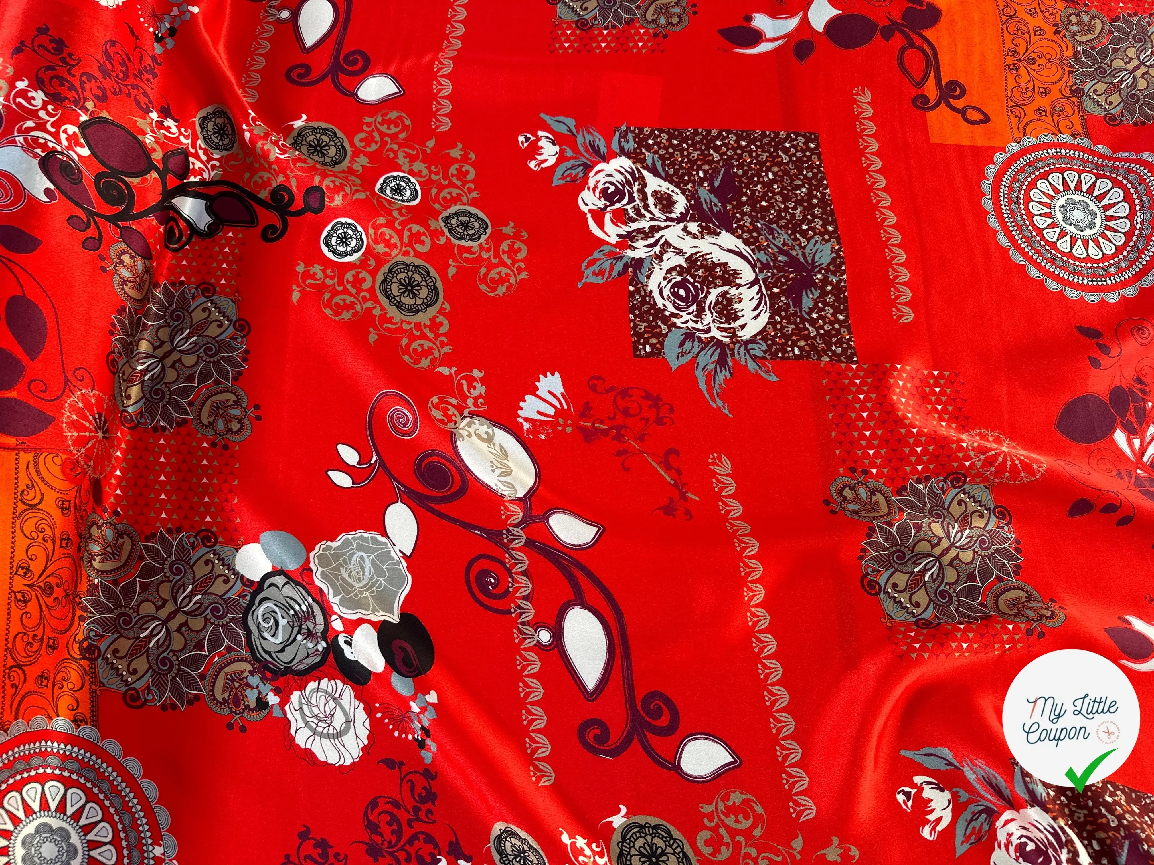 SATIN DE SOIE MOMAMAN ROUGE LÉGÈREMENT ORANGÉ - My Little Coupon