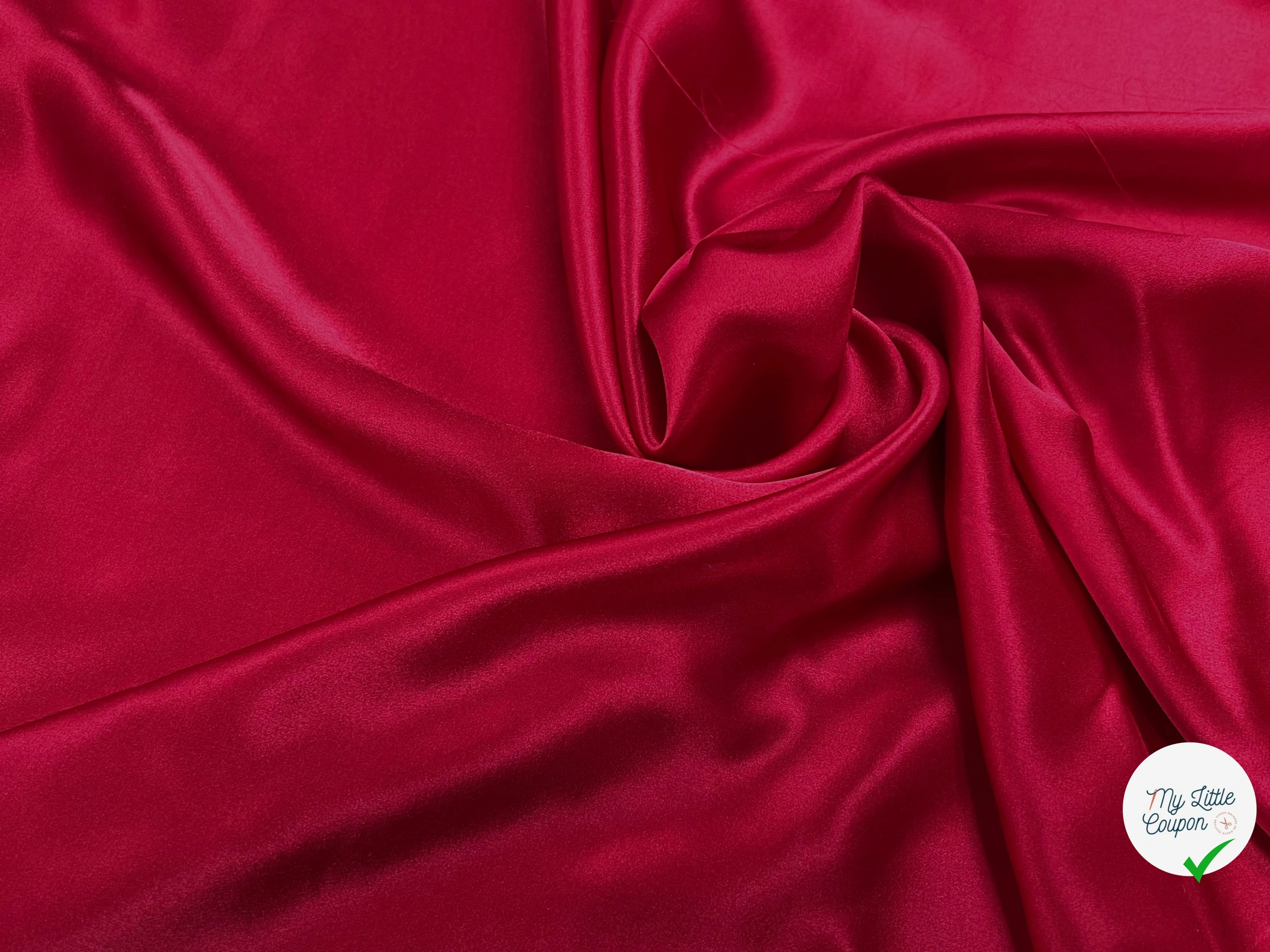 SATIN DE SOIE ROUGE 100% SOIE 140CM - My Little Coupon