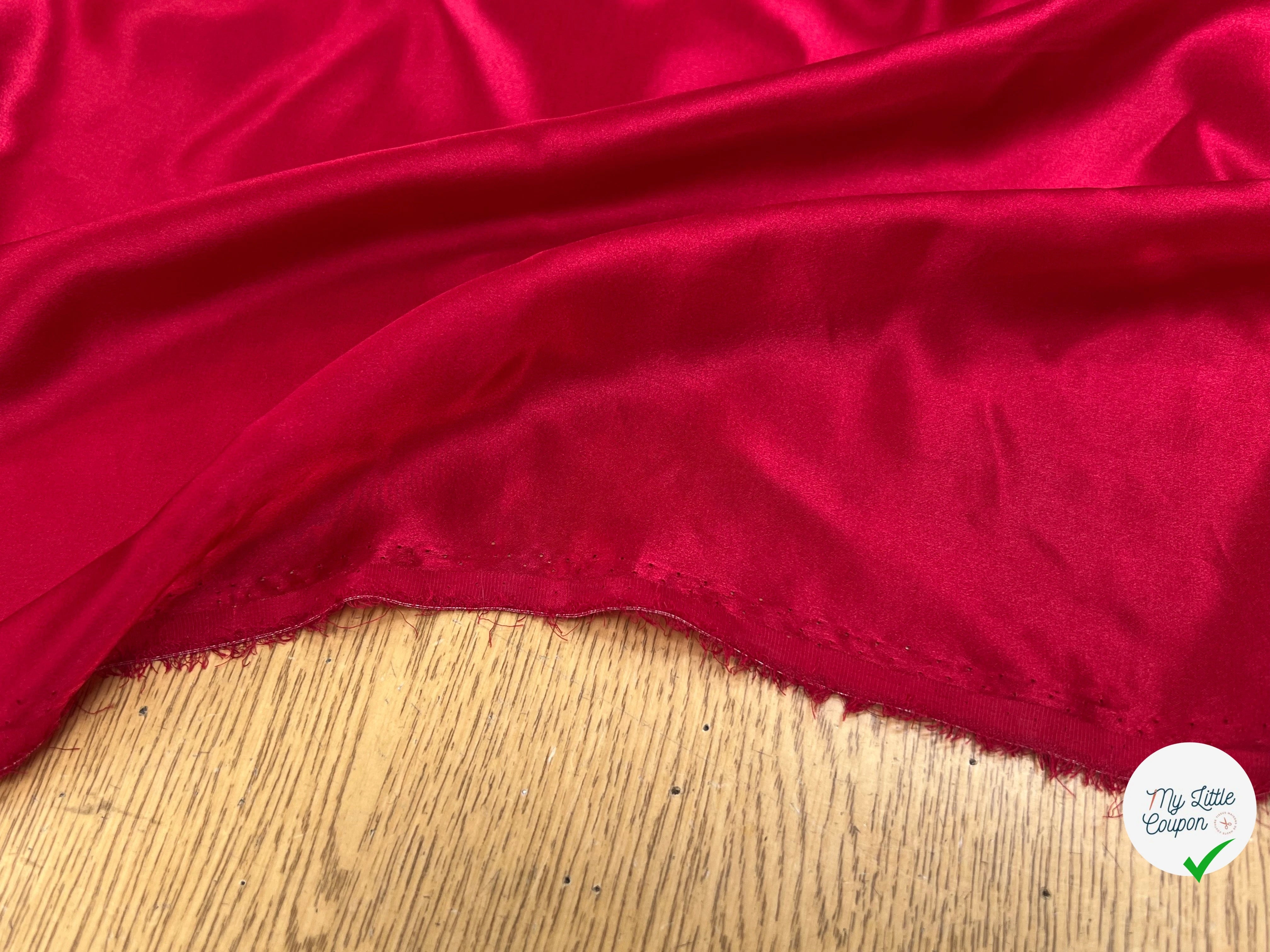 SATIN DE SOIE ROUGE 100% SOIE 140CM - My Little Coupon