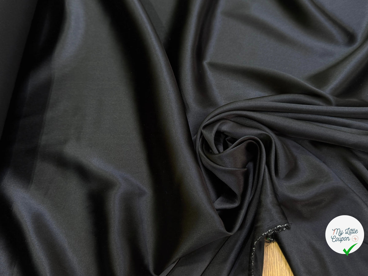 SATIN DE SOIE STRETCH FLUIDE NOIR PREMIUM - My Little Coupon