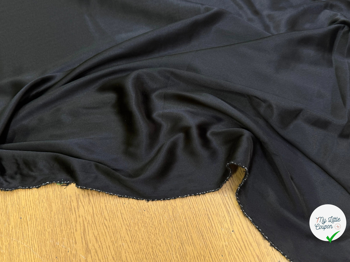 SATIN DE SOIE STRETCH FLUIDE NOIR PREMIUM - My Little Coupon