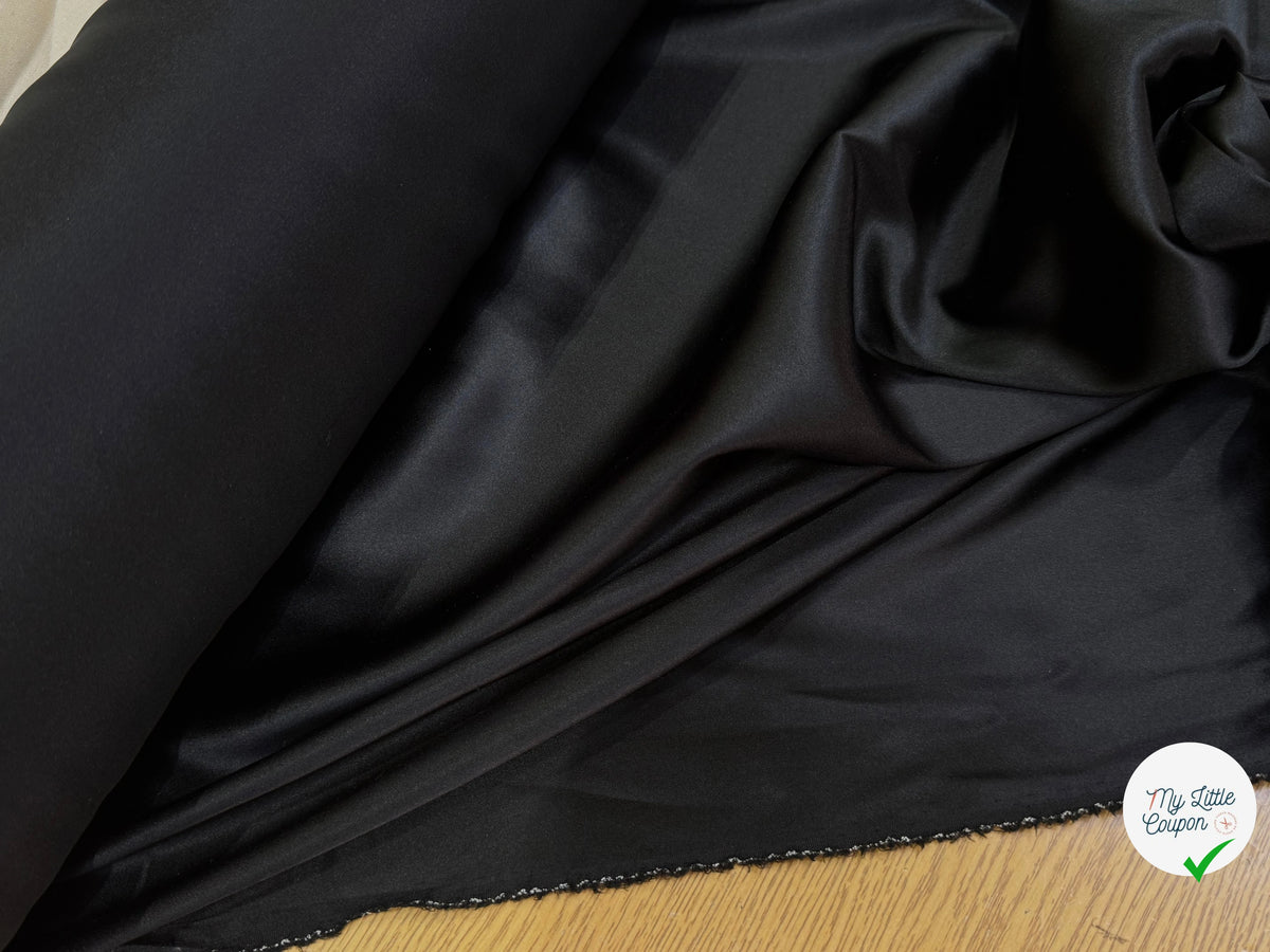 SATIN DE SOIE STRETCH FLUIDE NOIR PREMIUM - My Little Coupon