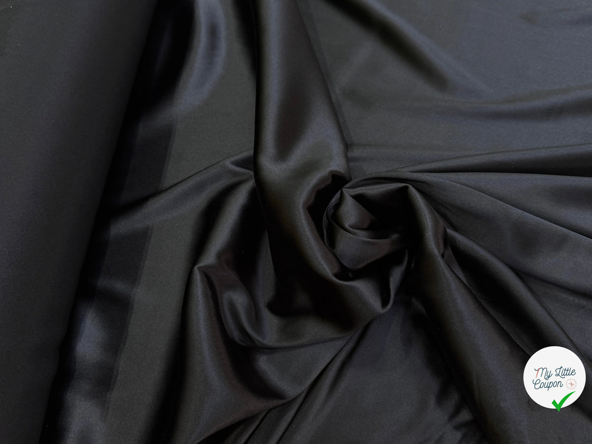 SATIN DE SOIE STRETCH FLUIDE NOIR PREMIUM - My Little Coupon