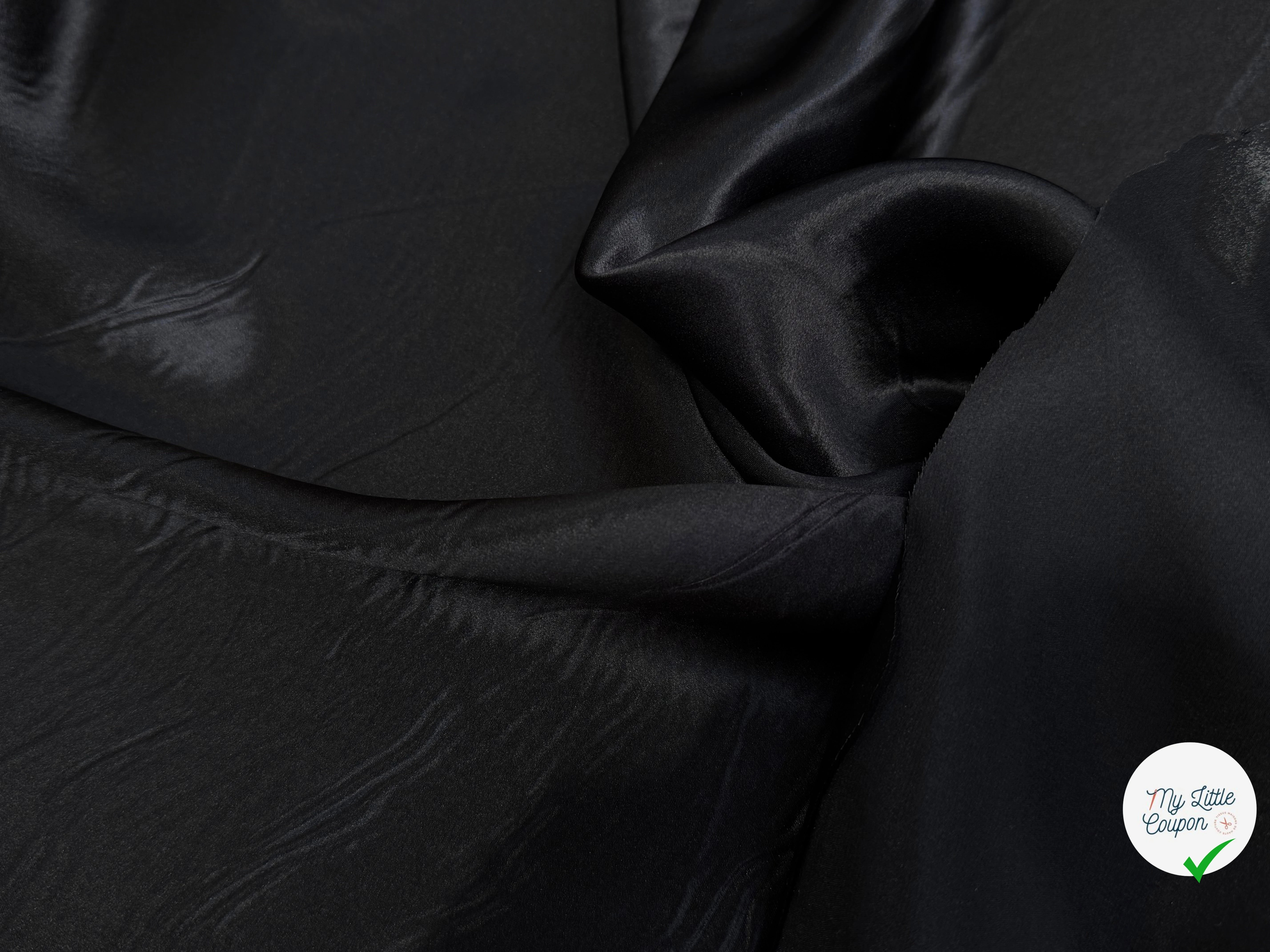 SATIN DE SOIE TRÈS FLUIDE NOIR 100% SOIE - My Little Coupon