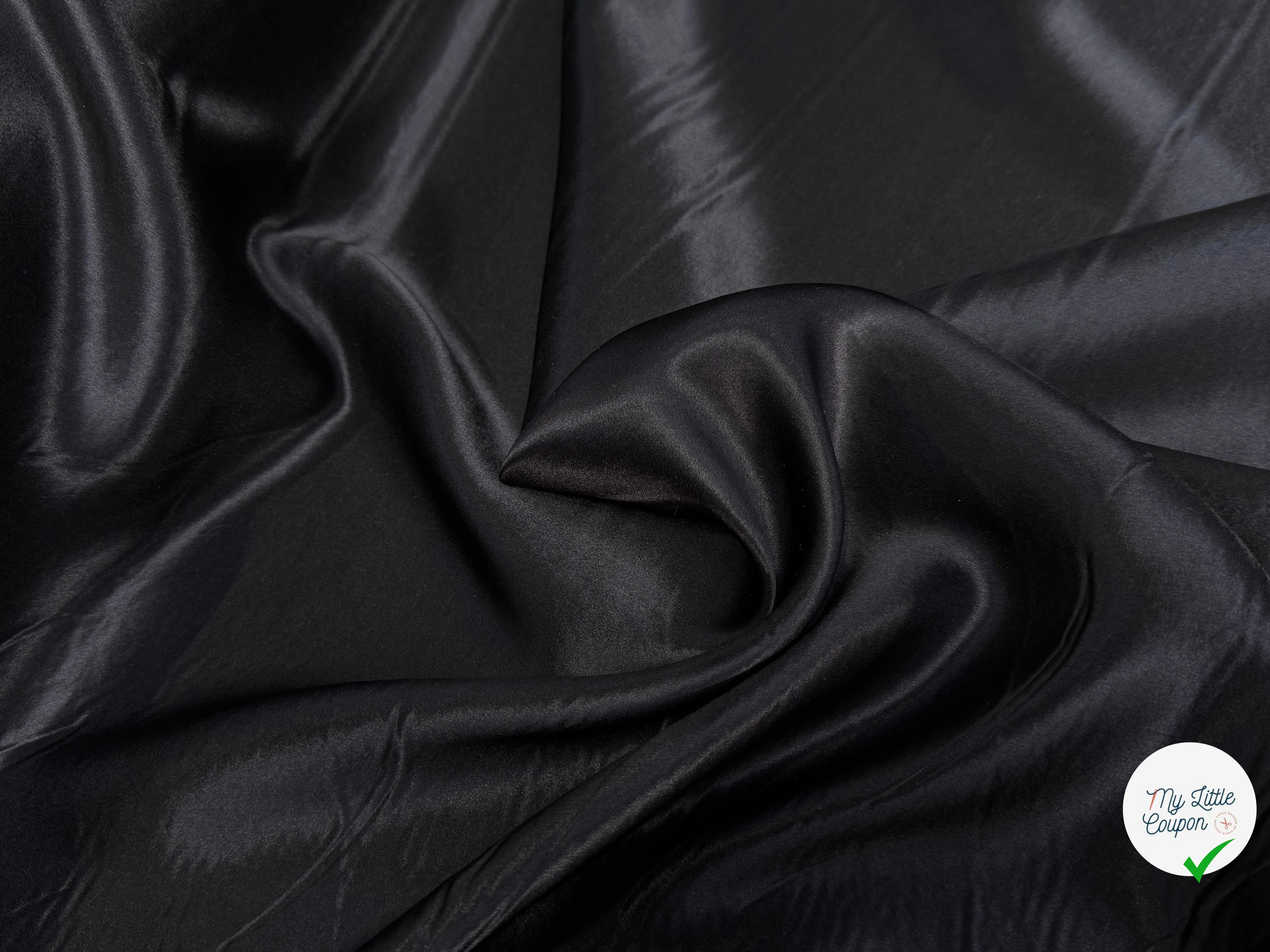 SATIN DE SOIE TRÈS FLUIDE NOIR 100% SOIE - My Little Coupon