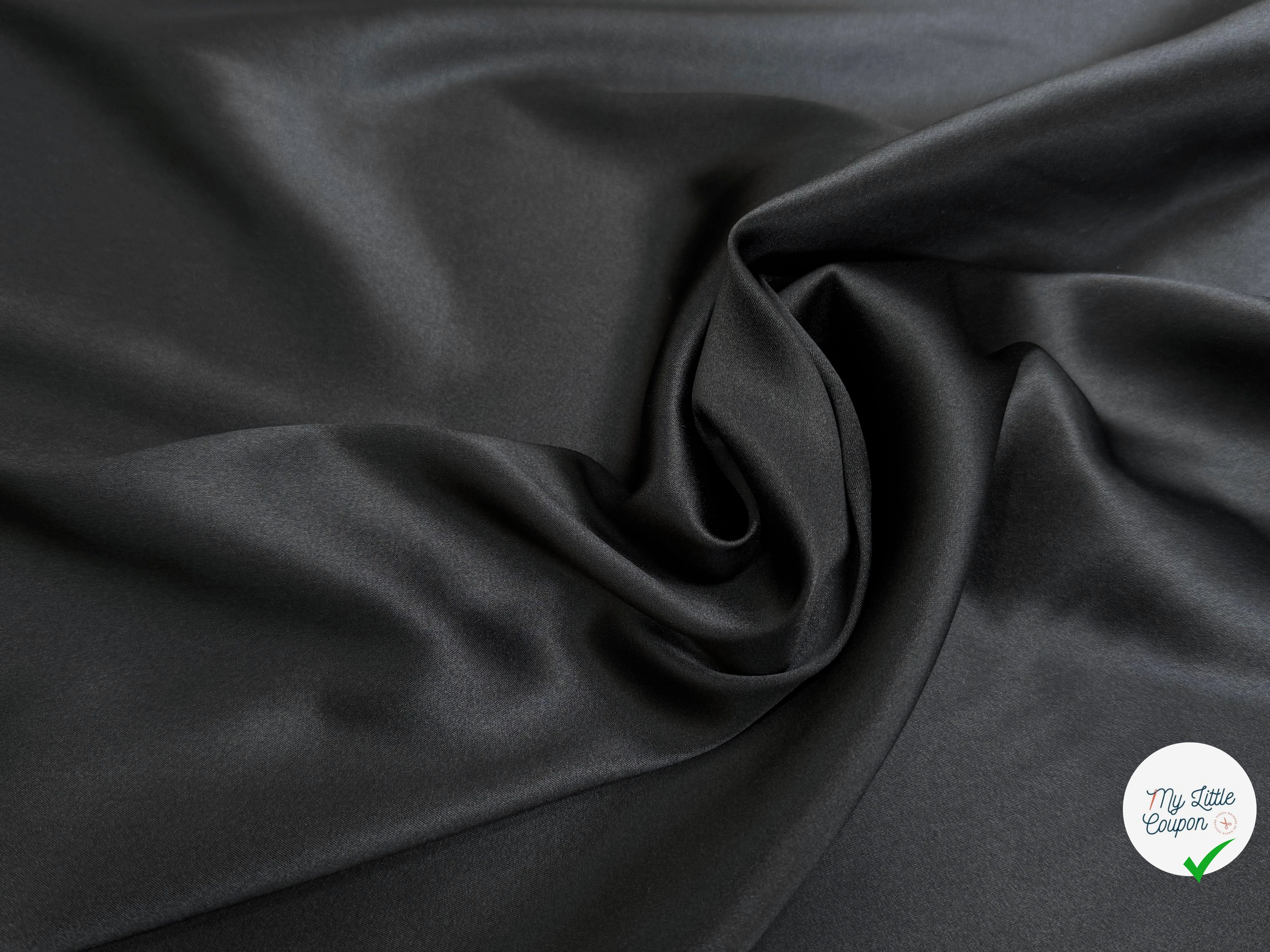 SATIN DE SOIE ULTRA STRETCH LAIZE 100 NOIR ET 96% SOIE - My Little Coupon