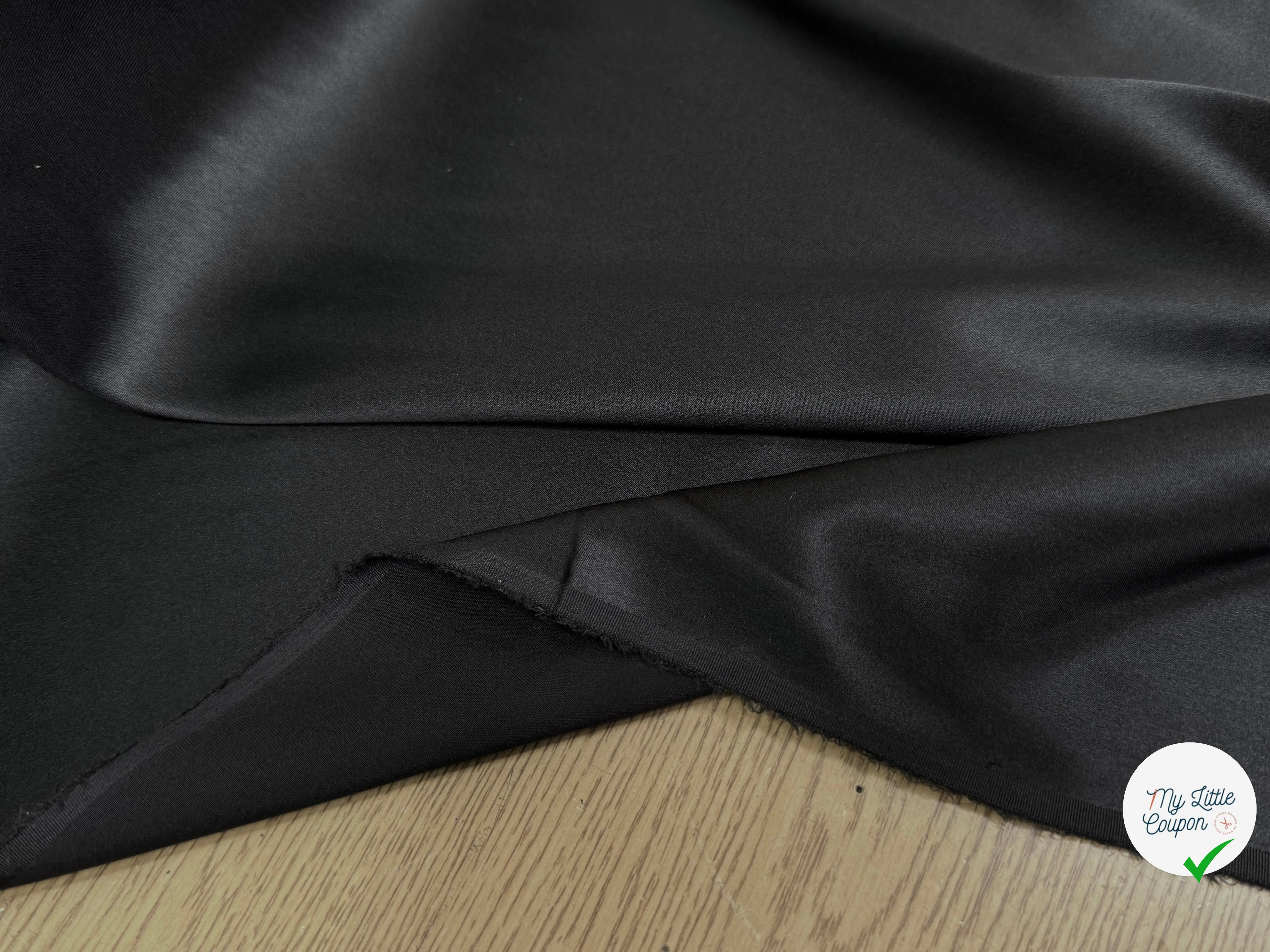 SATIN DE SOIE ULTRA STRETCH LAIZE 100 NOIR ET 96% SOIE - My Little Coupon