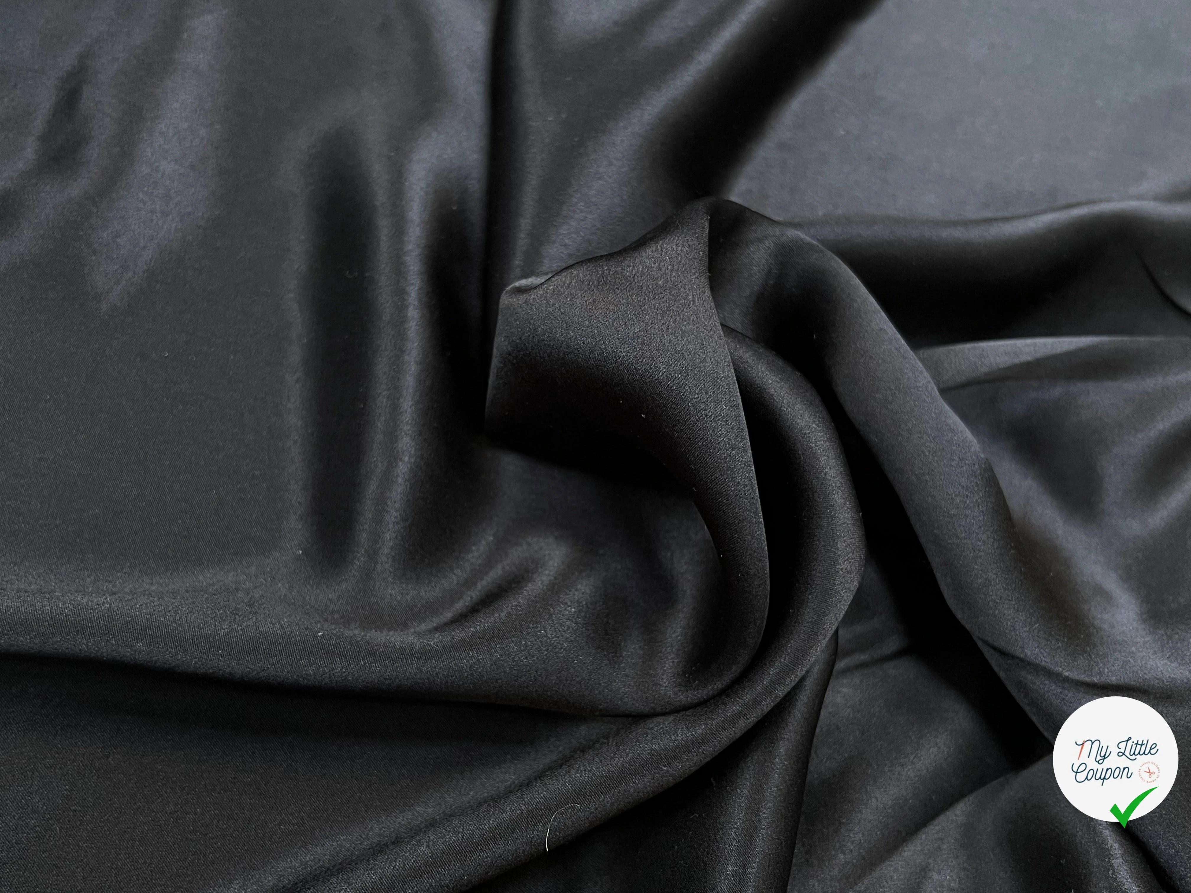 SATIN DE SOIE UNI NOIR SAIVANA 100% SOIE FLUIDE - My Little Coupon