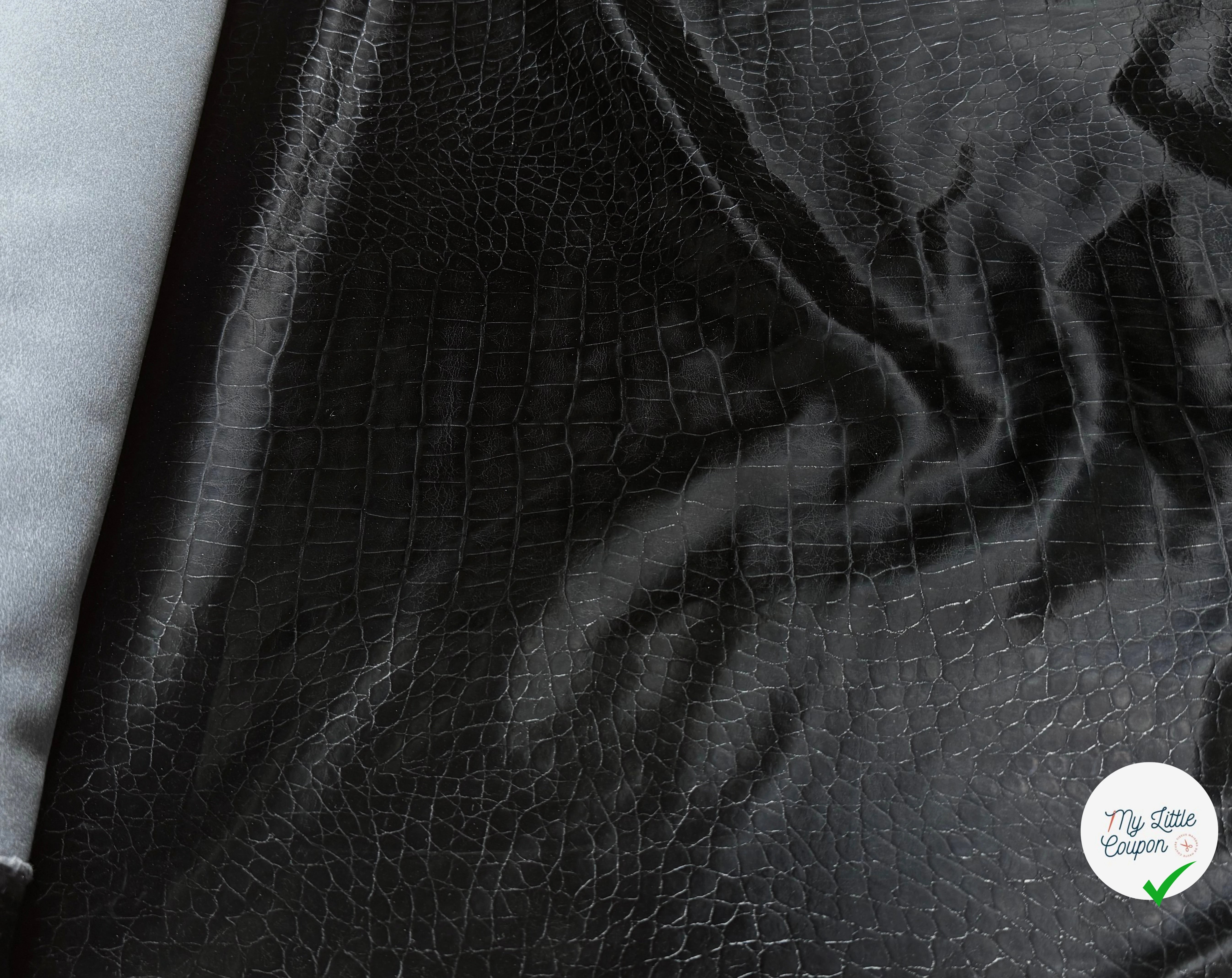 SATIN FAUX CUIR CROCODILLE NOIR STRETCH - My Little Coupon