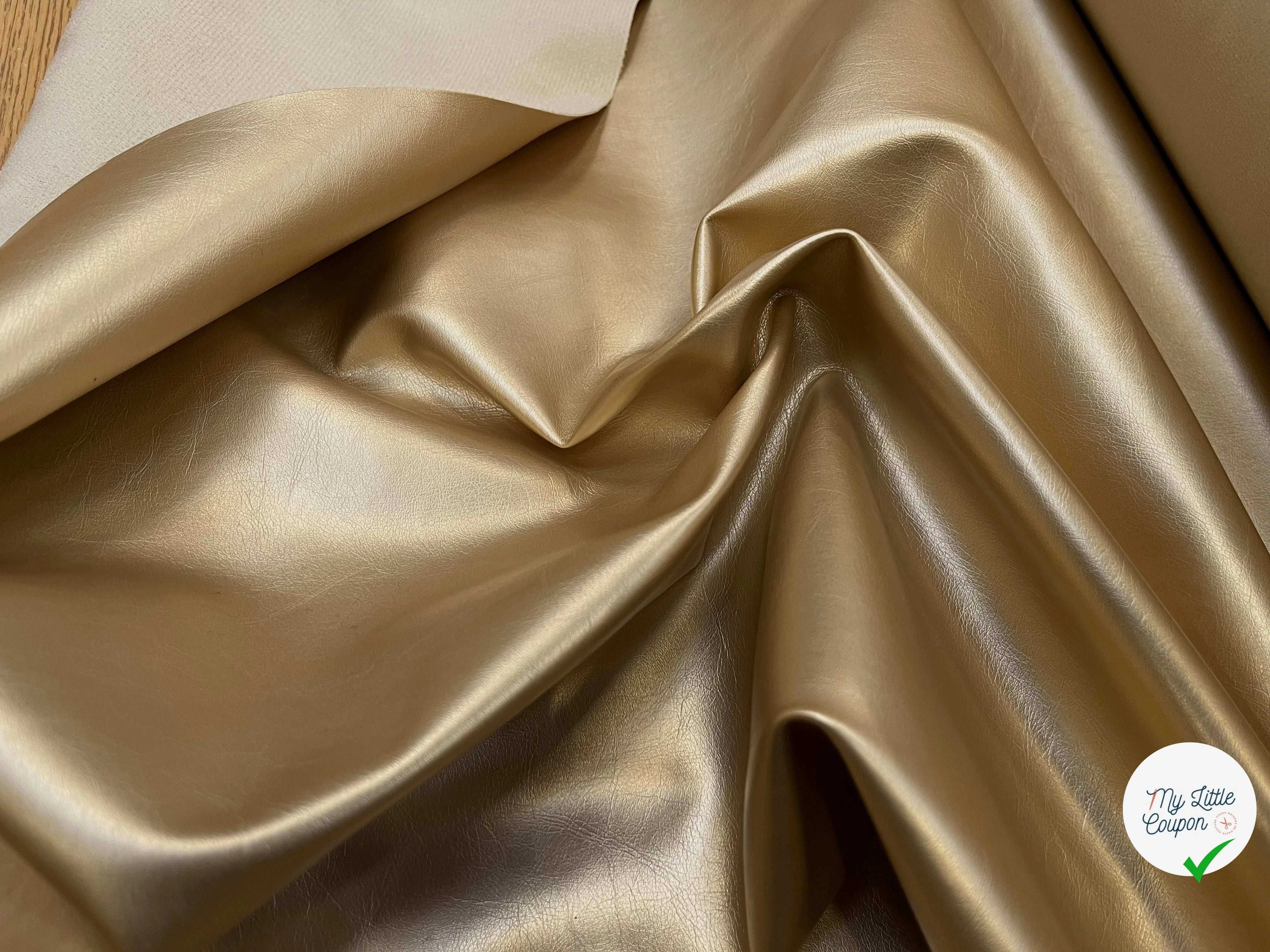 SATIN FAUX CUIR GOLD ENVERS TOUT DOUX BEIGE - My Little Coupon