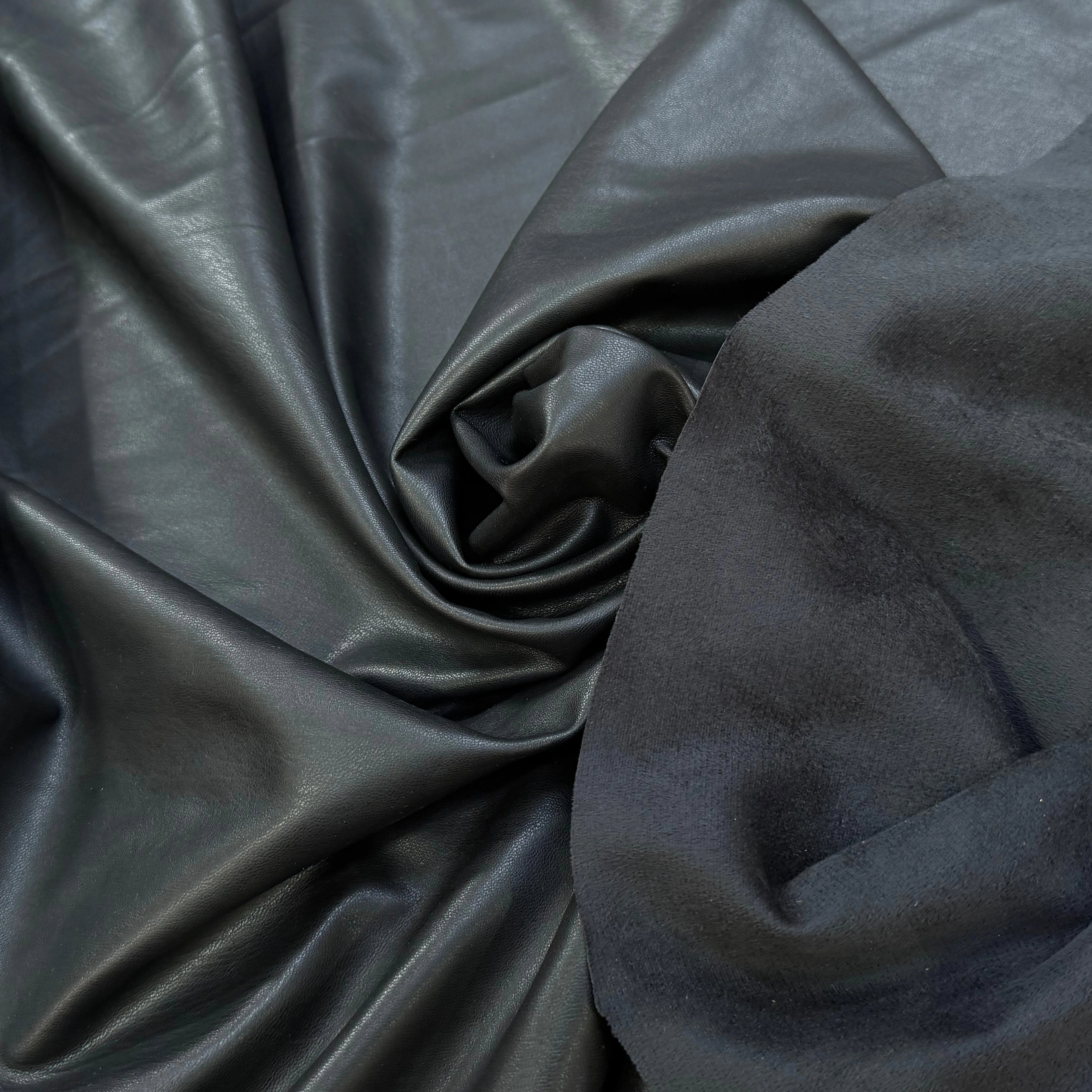 SATIN FAUX CUIR SOUPLE NOIR STRETCH - My Little Coupon