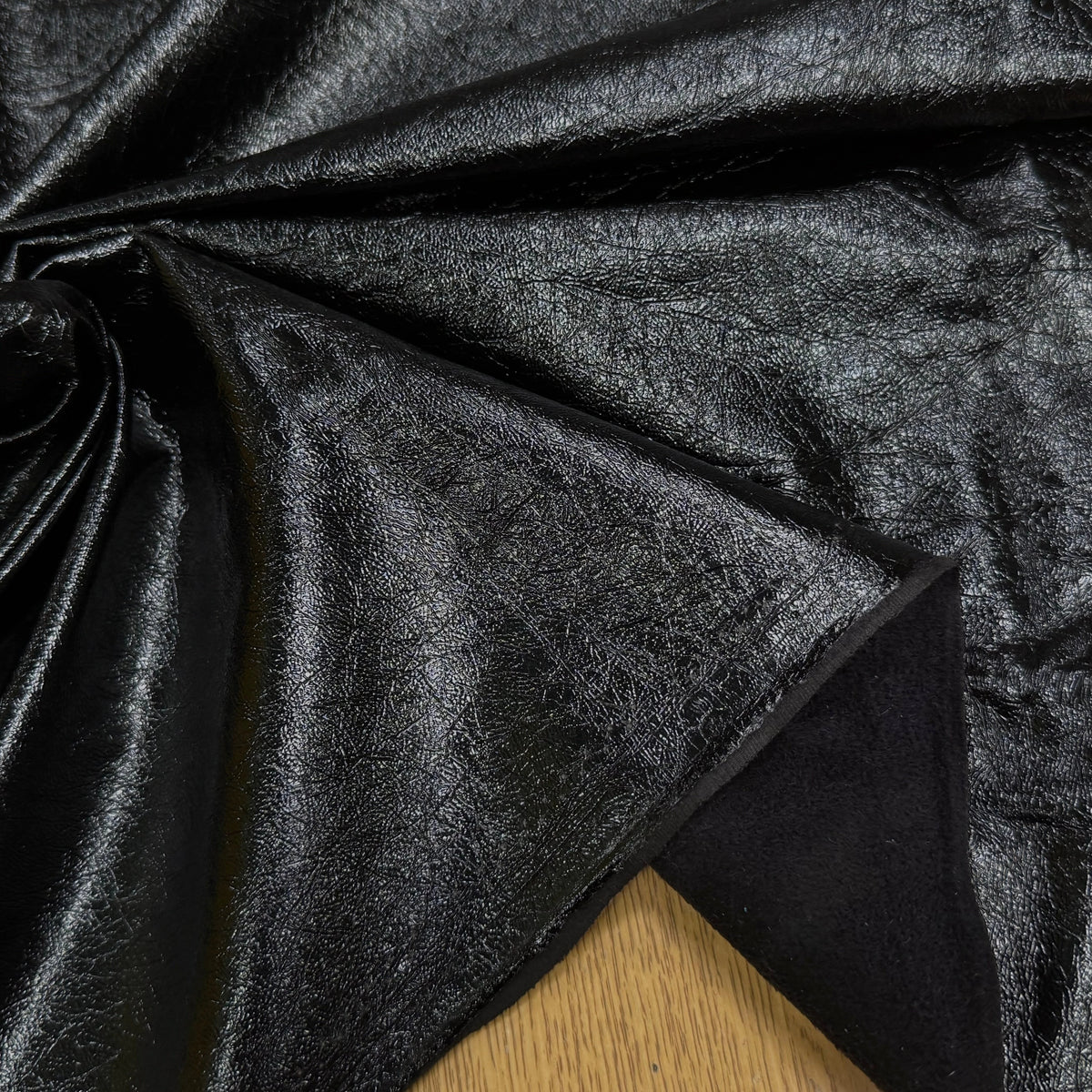 SATIN FAUX CUIR STRETCH NOIR TOUCHER AGRÉABLE - My Little Coupon