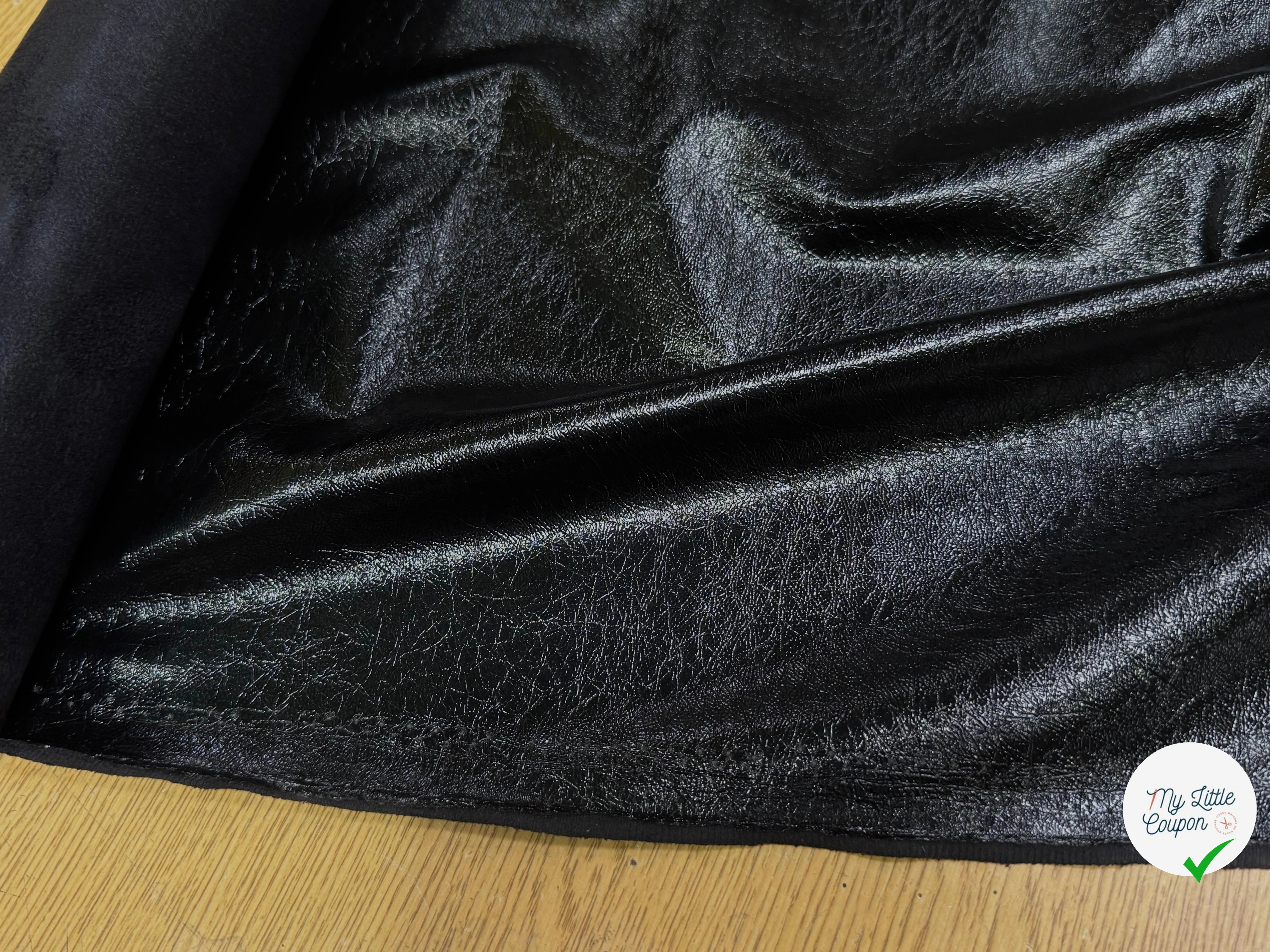 SATIN FAUX CUIR STRETCH NOIR TOUCHER AGRÉABLE - My Little Coupon