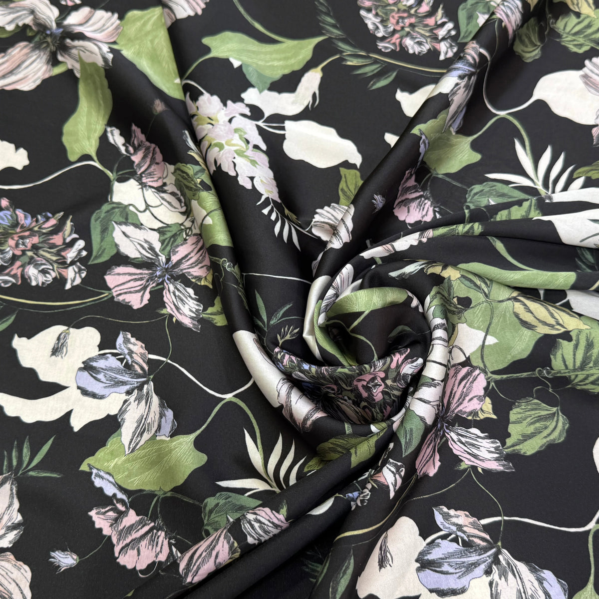 SATIN FLUIDE FOND NOIR SAVANE VERTE MULTICO CHIC - My Little Coupon