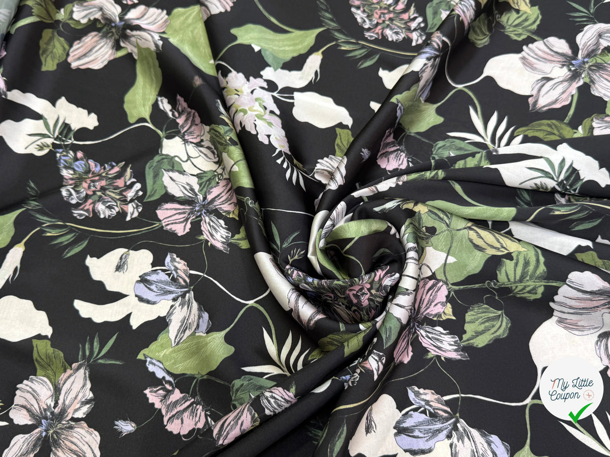 SATIN FLUIDE FOND NOIR SAVANE VERTE MULTICO CHIC - My Little Coupon