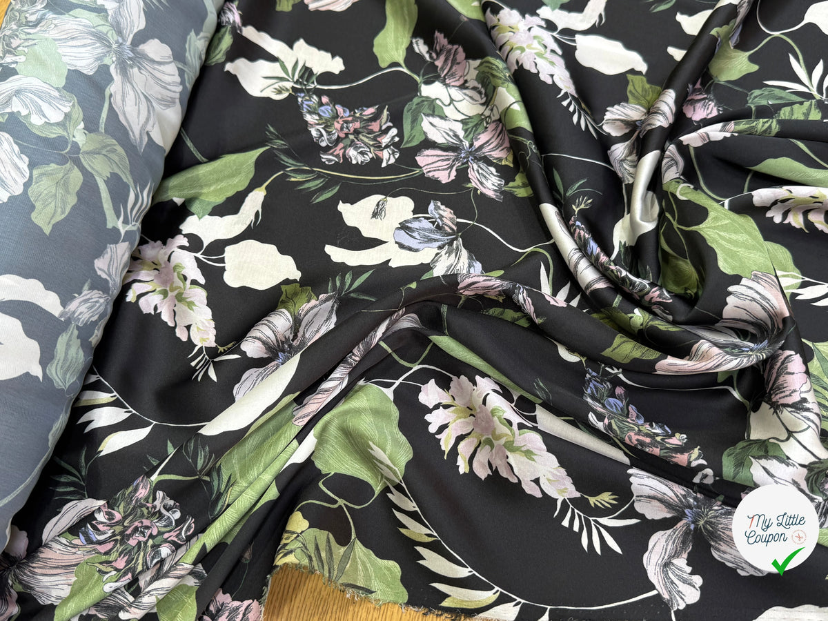 SATIN FLUIDE FOND NOIR SAVANE VERTE MULTICO CHIC - My Little Coupon