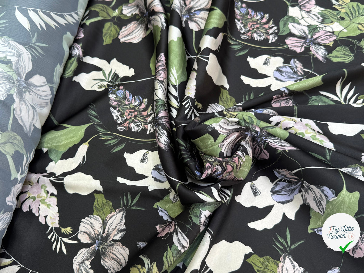 SATIN FLUIDE FOND NOIR SAVANE VERTE MULTICO CHIC - My Little Coupon