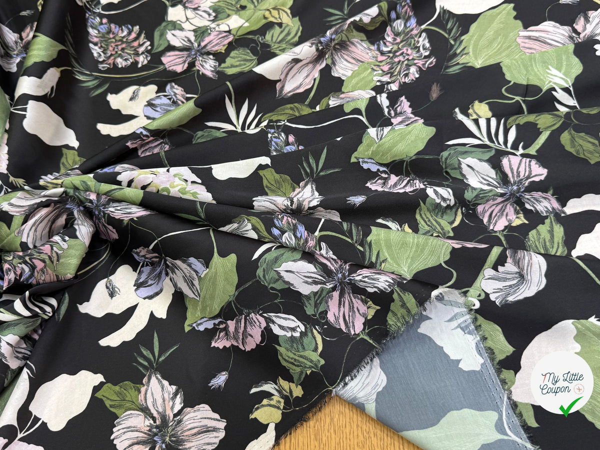 SATIN FLUIDE FOND NOIR SAVANE VERTE MULTICO CHIC - My Little Coupon