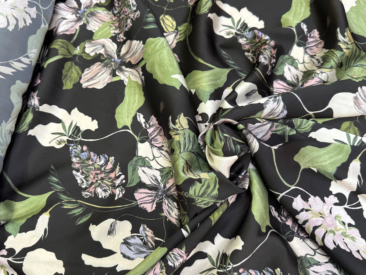 SATIN FLUIDE FOND NOIR SAVANE VERTE MULTICO CHIC - My Little Coupon