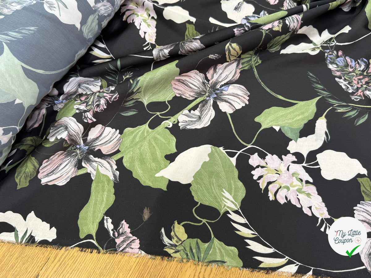 SATIN FLUIDE FOND NOIR SAVANE VERTE MULTICO CHIC - My Little Coupon