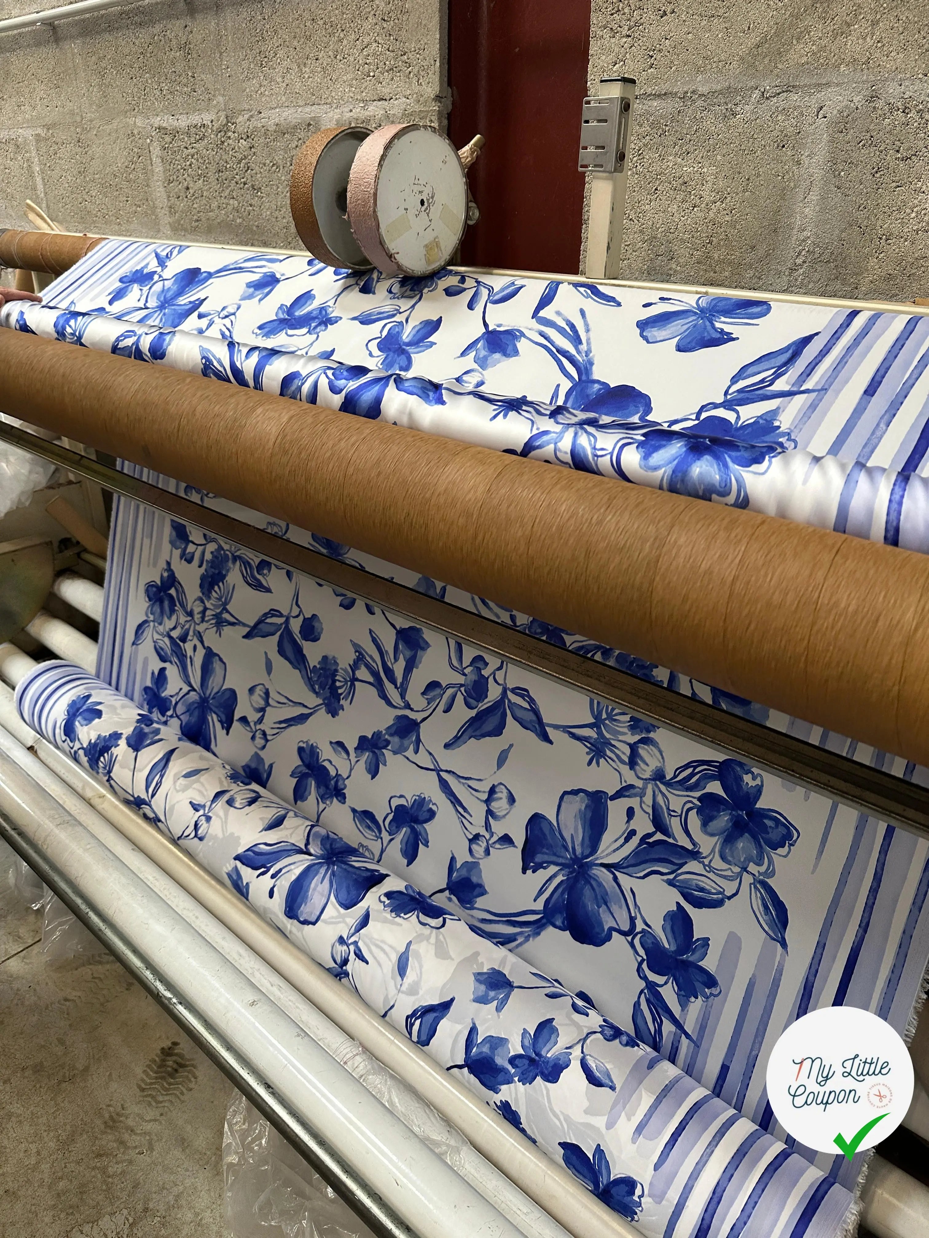 SATIN HEAVY PAPILLONS ET FLEURS D'AZUR - My Little Coupon